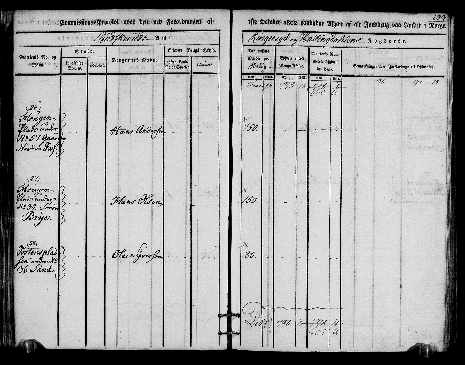 Rentekammeret inntil 1814, Realistisk ordnet avdeling, RA/EA-4070/N/Ne/Nea/L0048: Ringerike og Hallingdal fogderi. Kommisjonsprotokoll for Ål prestegjeld, 1803, p. 107