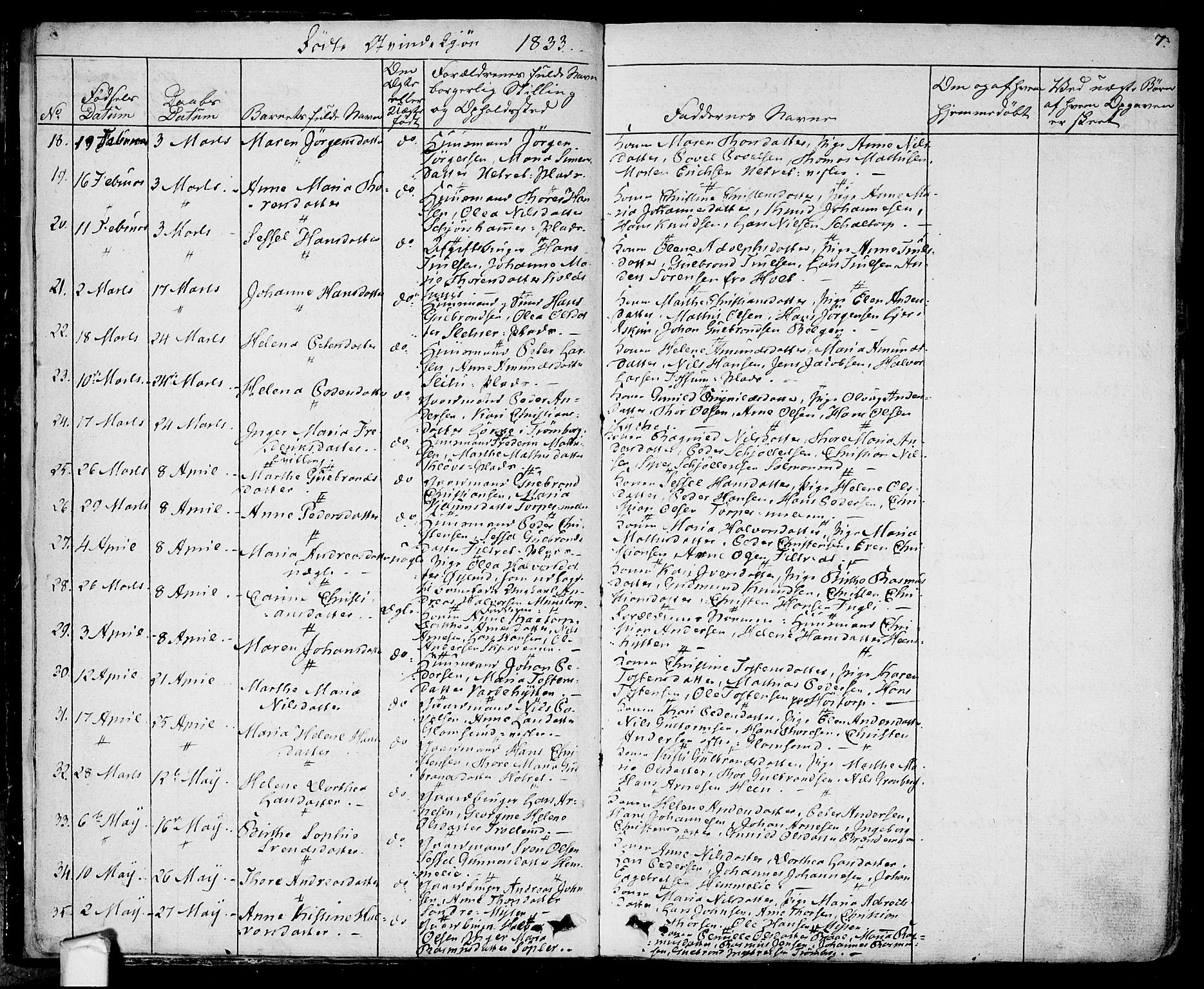 Eidsberg prestekontor Kirkebøker, AV/SAO-A-10905/F/Fa/L0008: Parish register (official) no. I 8, 1832-1848, p. 7