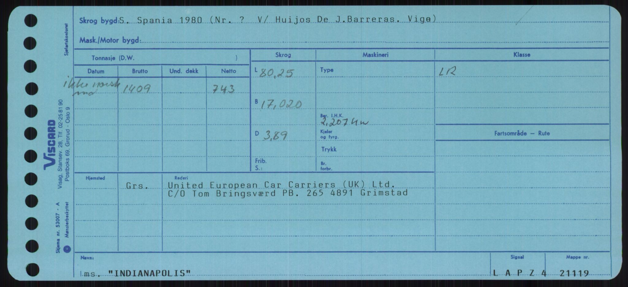 Sjøfartsdirektoratet med forløpere, Skipsmålingen, RA/S-1627/H/Ha/L0003/0001: Fartøy, Hilm-Mar / Fartøy, Hilm-Kol, p. 309