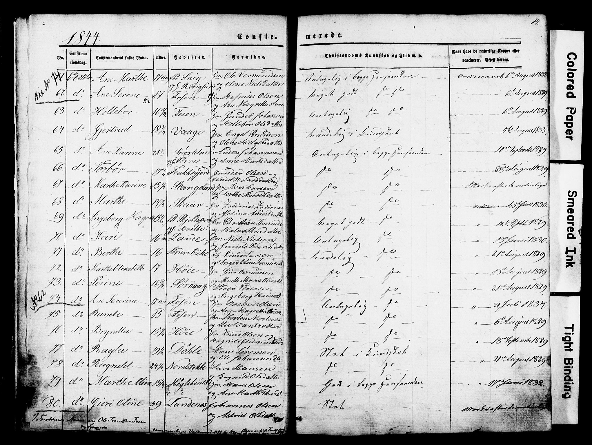 Avaldsnes sokneprestkontor, AV/SAST-A -101851/H/Ha/Haa/L0007: Parish register (official) no. A 7, 1841-1853, p. 14