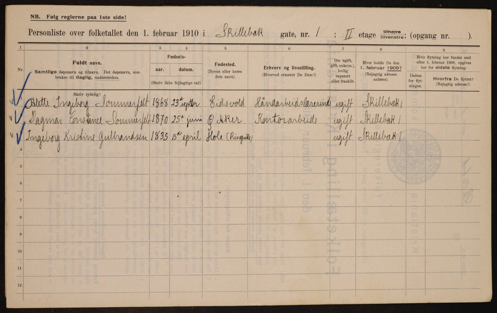 OBA, Municipal Census 1910 for Kristiania, 1910, p. 91026