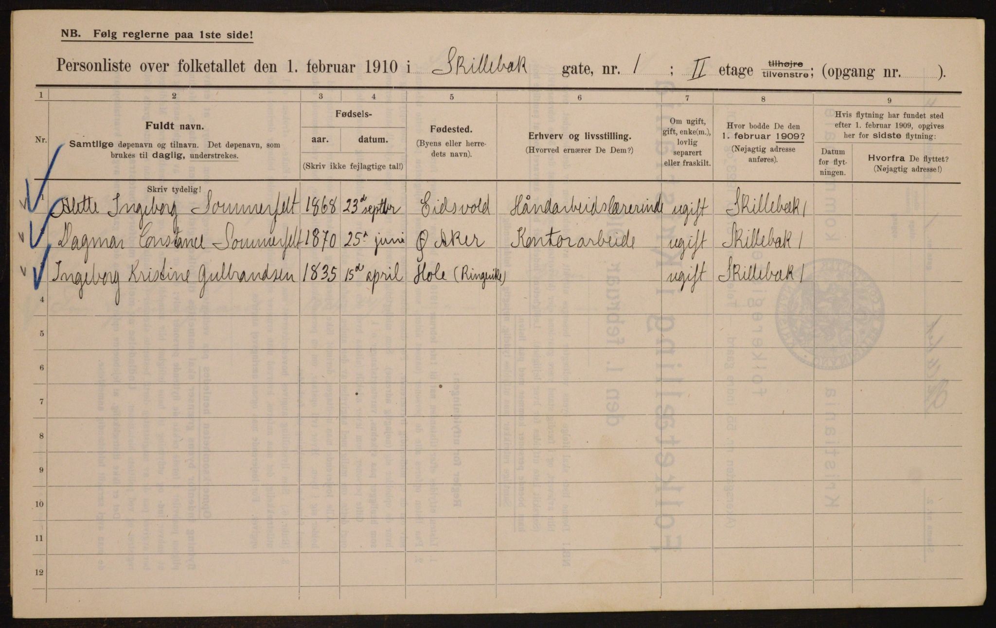 OBA, Municipal Census 1910 for Kristiania, 1910, p. 91026