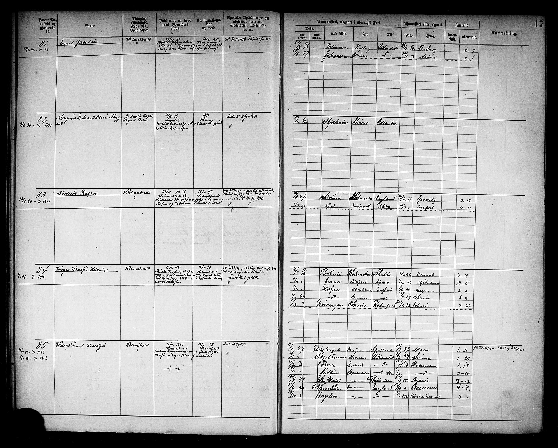 Holmestrand innrulleringskontor, SAKO/A-1151/F/Fb/L0002: Annotasjonsrulle, 1894-1911, p. 20