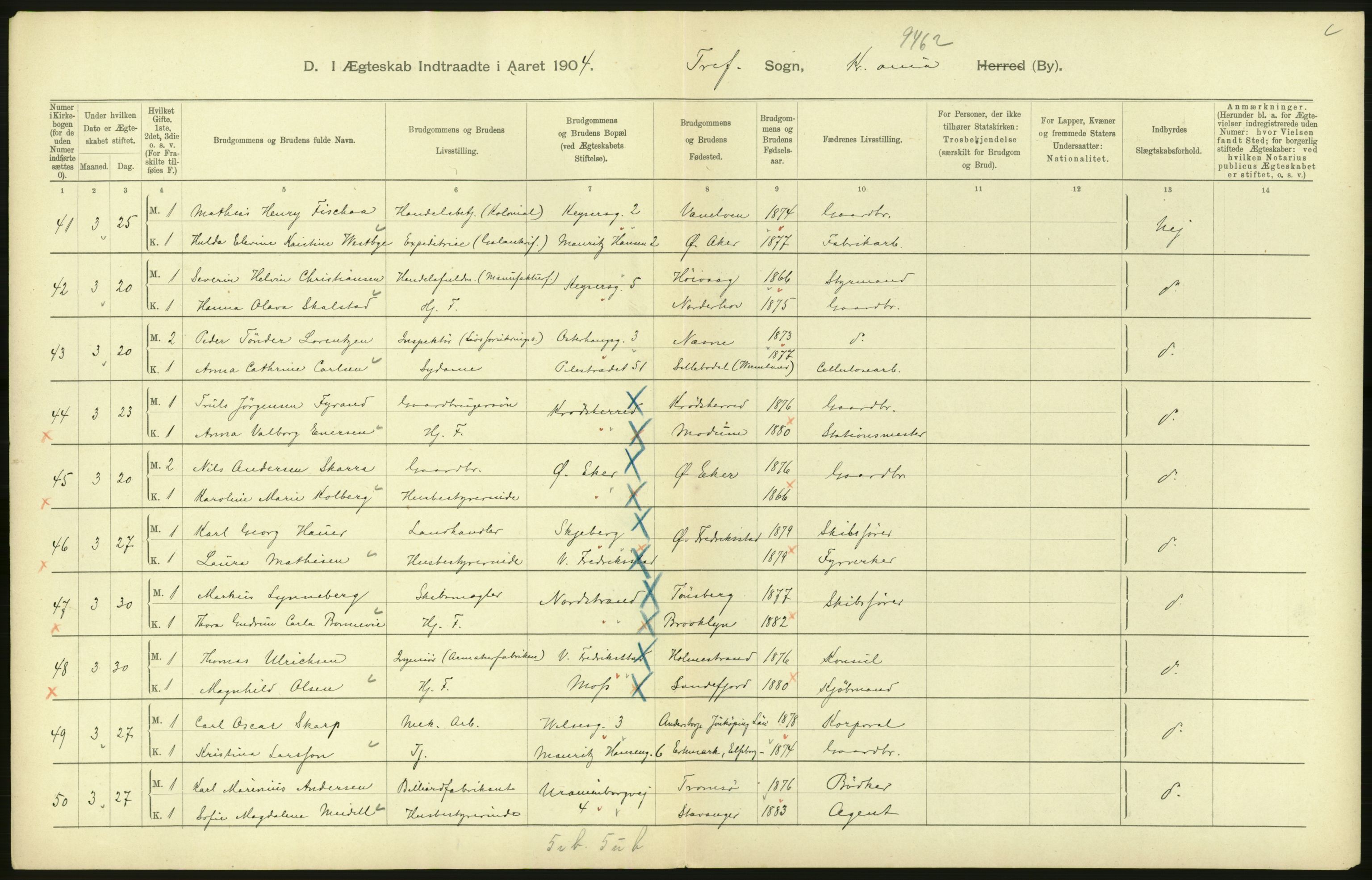 Statistisk sentralbyrå, Sosiodemografiske emner, Befolkning, AV/RA-S-2228/D/Df/Dfa/Dfab/L0004: Kristiania: Gifte, døde, 1904, p. 98