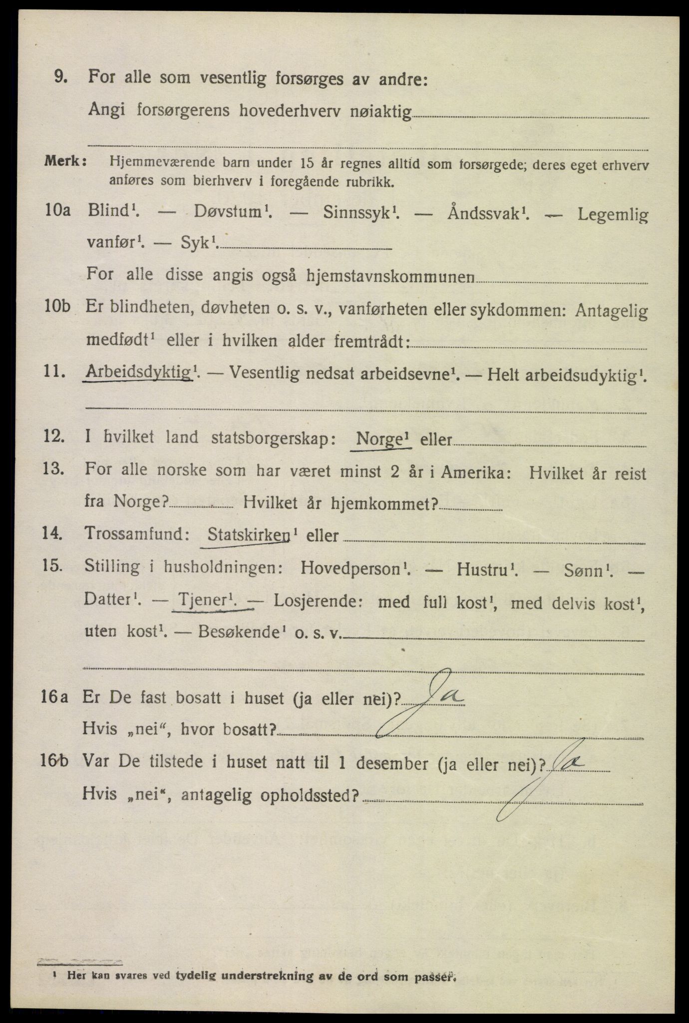 SAK, 1920 census for Oddernes, 1920, p. 13092