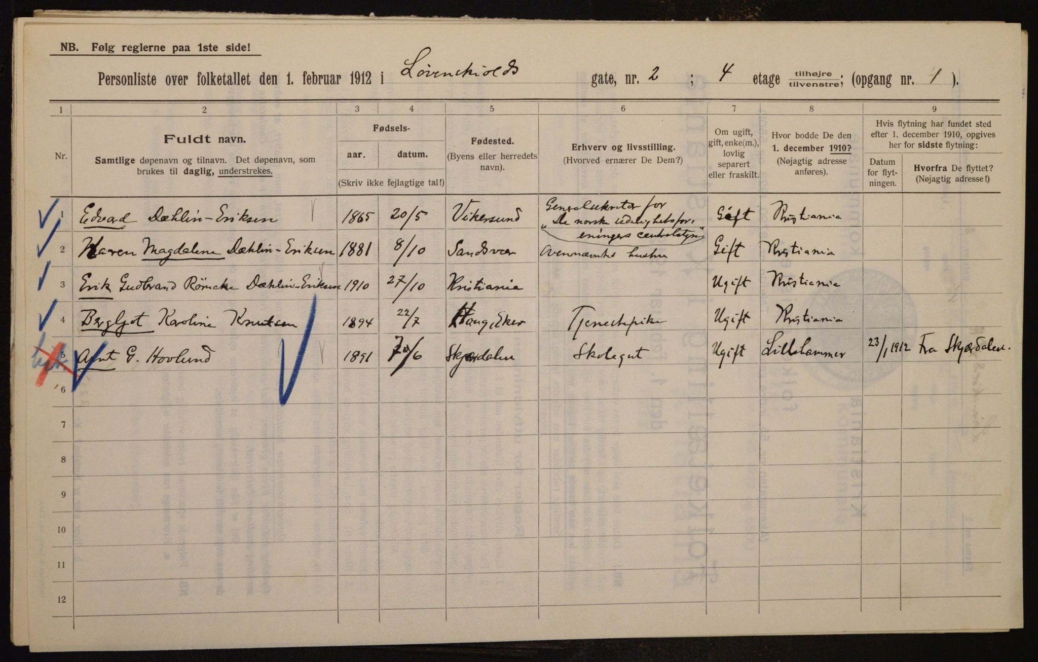 OBA, Municipal Census 1912 for Kristiania, 1912, p. 59160