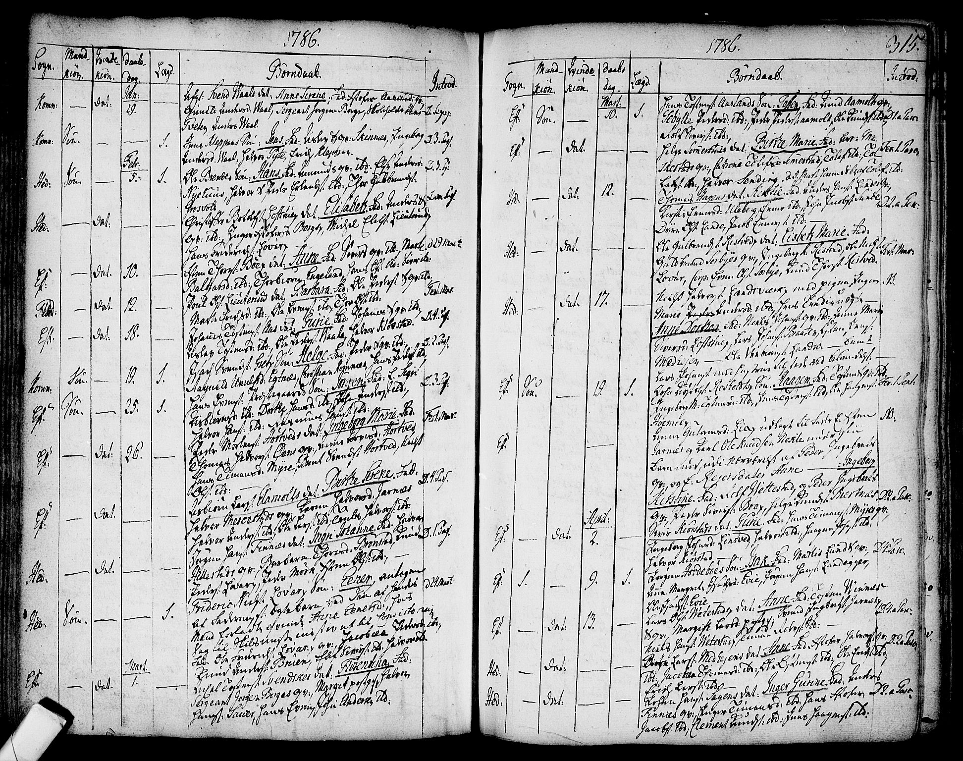 Sandsvær kirkebøker, AV/SAKO-A-244/F/Fa/L0002a: Parish register (official) no. I 2, 1725-1809, p. 315