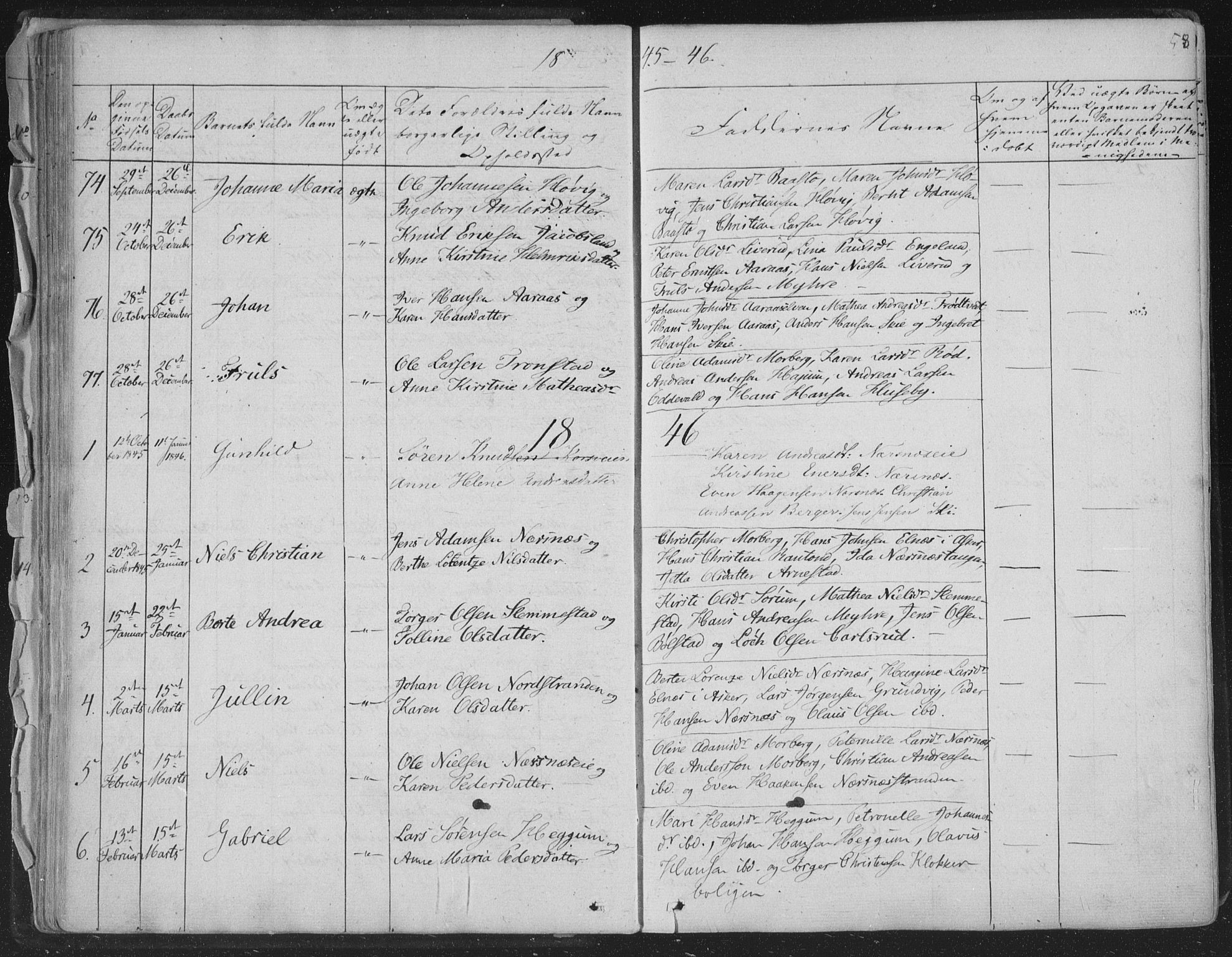 Røyken kirkebøker, SAKO/A-241/F/Fa/L0005: Parish register (official) no. 5, 1833-1856, p. 58