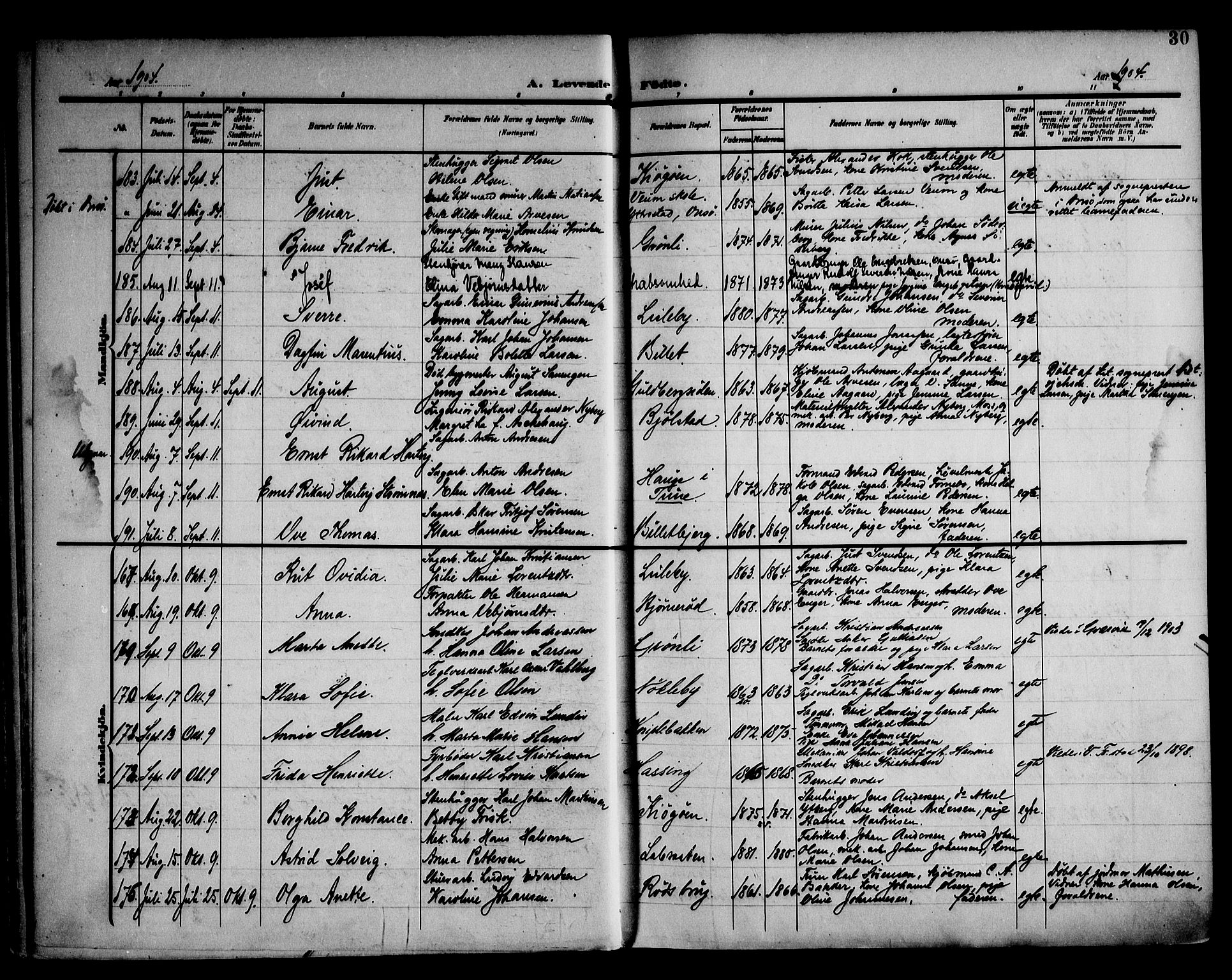 Glemmen prestekontor Kirkebøker, SAO/A-10908/F/Fa/L0014: Parish register (official) no. 14, 1902-1922, p. 30