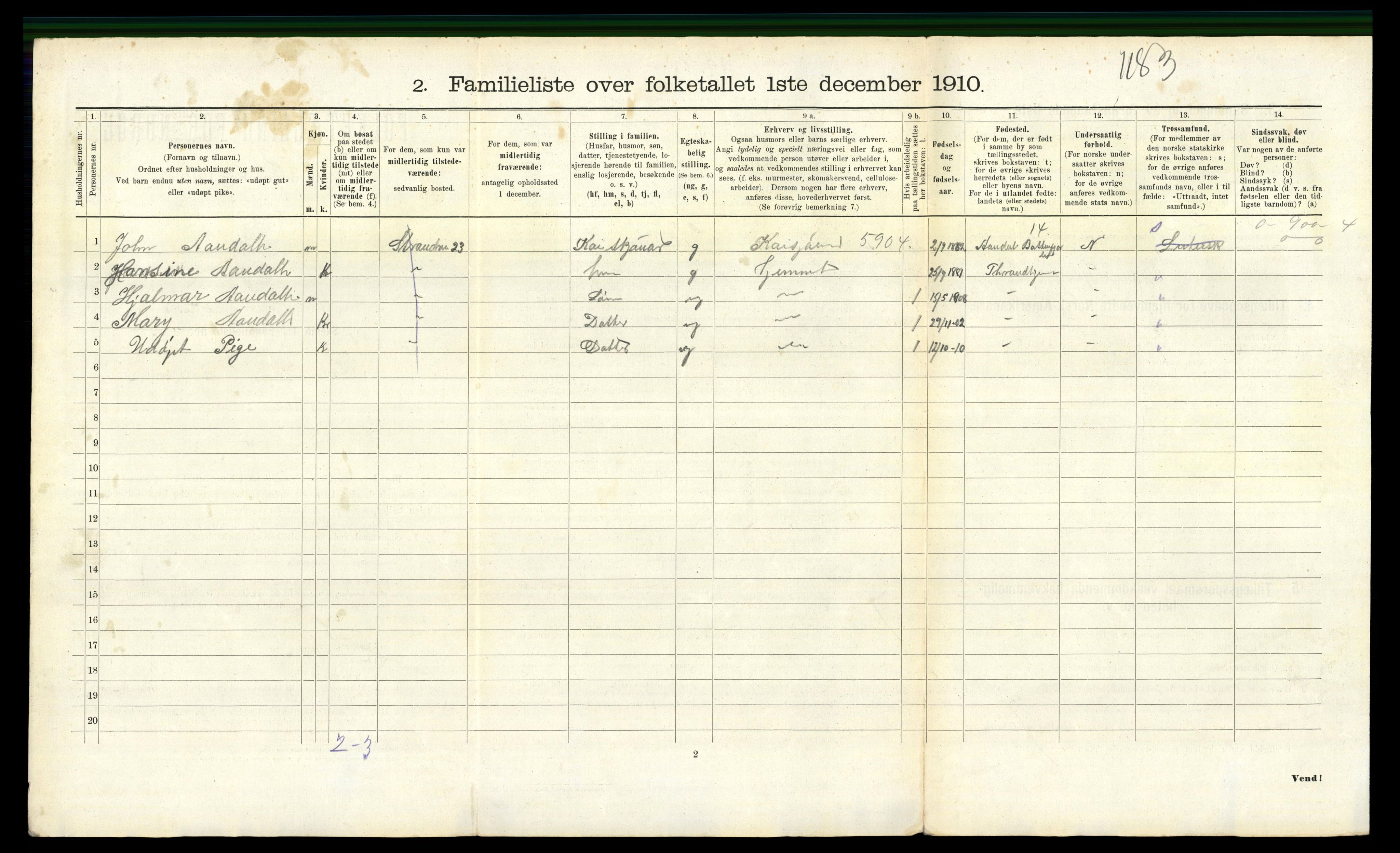 RA, 1910 census for Trondheim, 1910, p. 25924