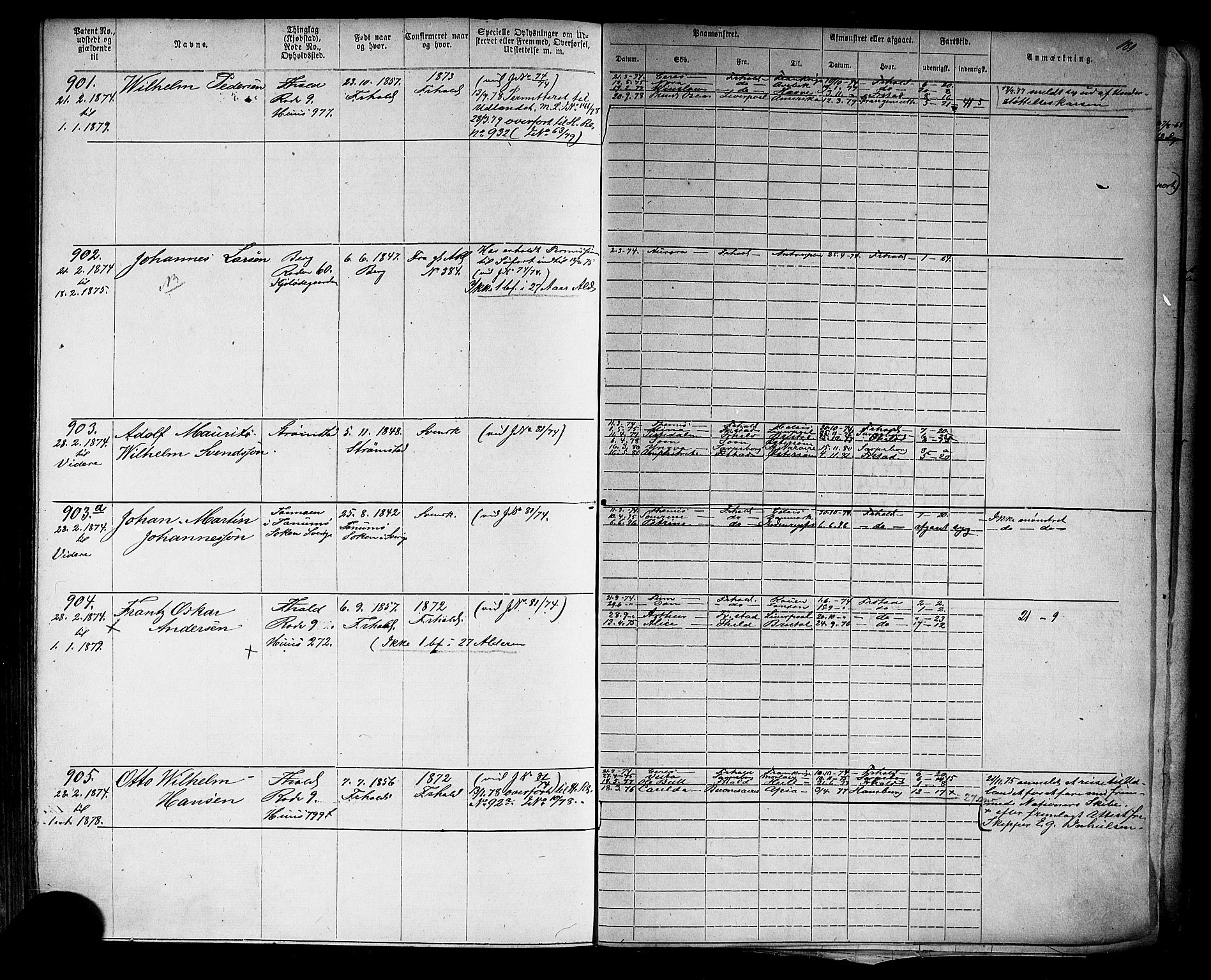 Halden mønstringskontor, AV/SAO-A-10569a/F/Fc/Fca/L0002: Annotasjonsrulle, 1868-1875, p. 203