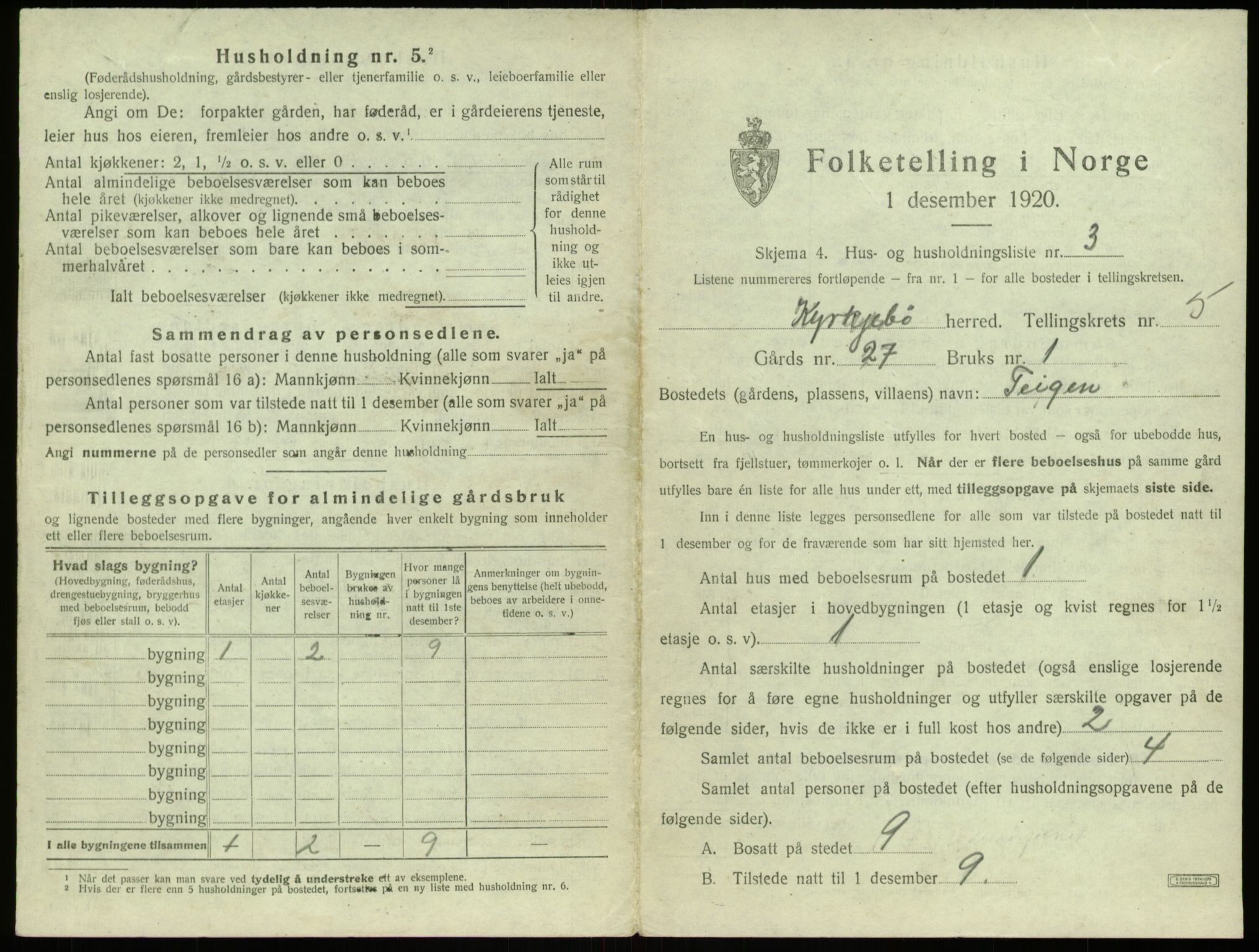 SAB, 1920 census for Kyrkjebø, 1920, p. 237
