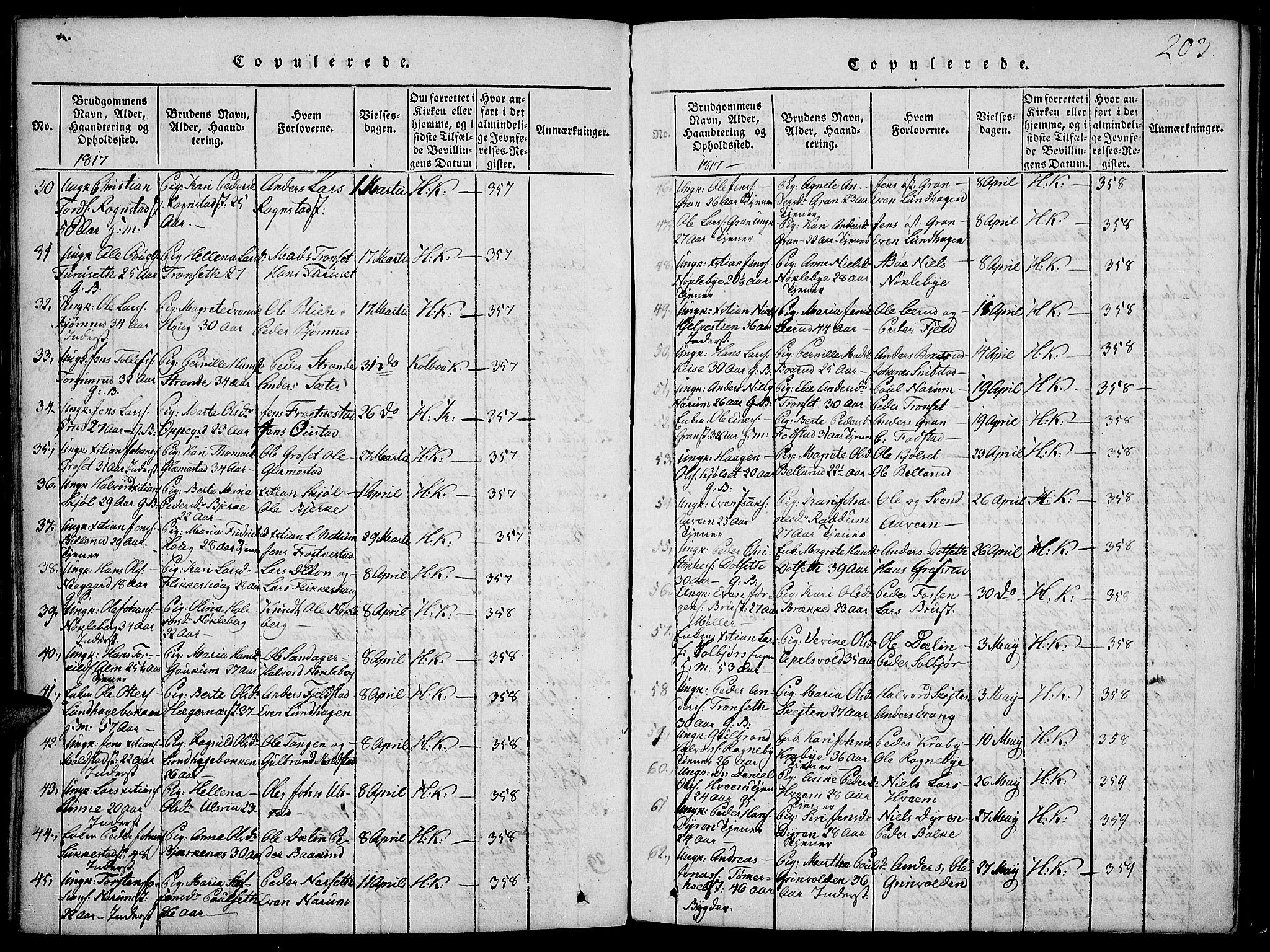 Toten prestekontor, SAH/PREST-102/H/Ha/Haa/L0009: Parish register (official) no. 9, 1814-1820, p. 203