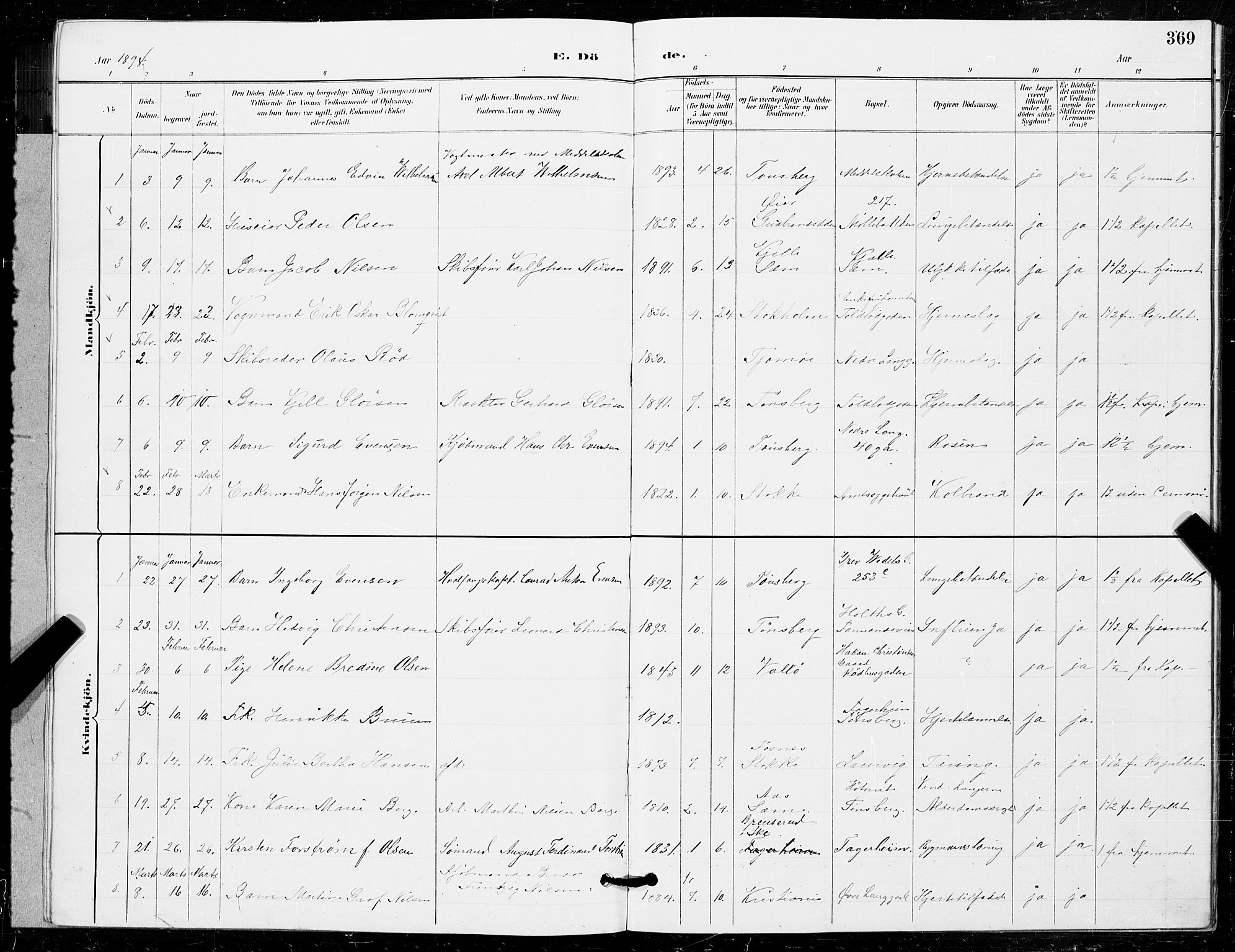 Tønsberg kirkebøker, SAKO/A-330/G/Ga/L0006: Parish register (copy) no. 6, 1885-1895, p. 369