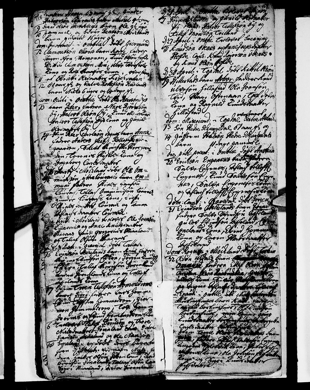 Åmli sokneprestkontor, AV/SAK-1111-0050/F/Fa/Fac/L0001: Parish register (official) no. A 1, 1711-1740, p. 158-159