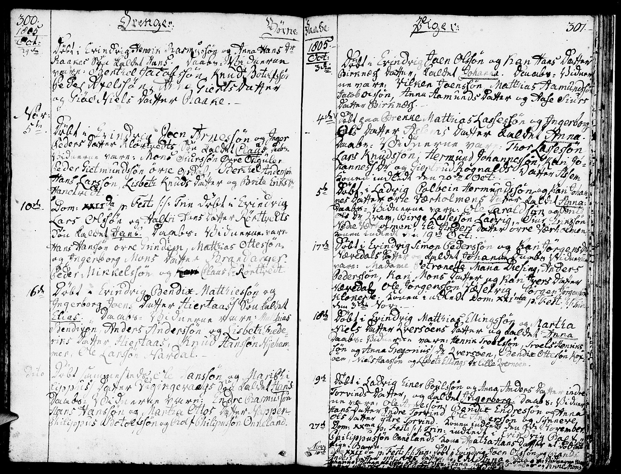 Gulen sokneprestembete, AV/SAB-A-80201/H/Haa/Haaa/L0016: Parish register (official) no. A 16, 1798-1808, p. 300-301