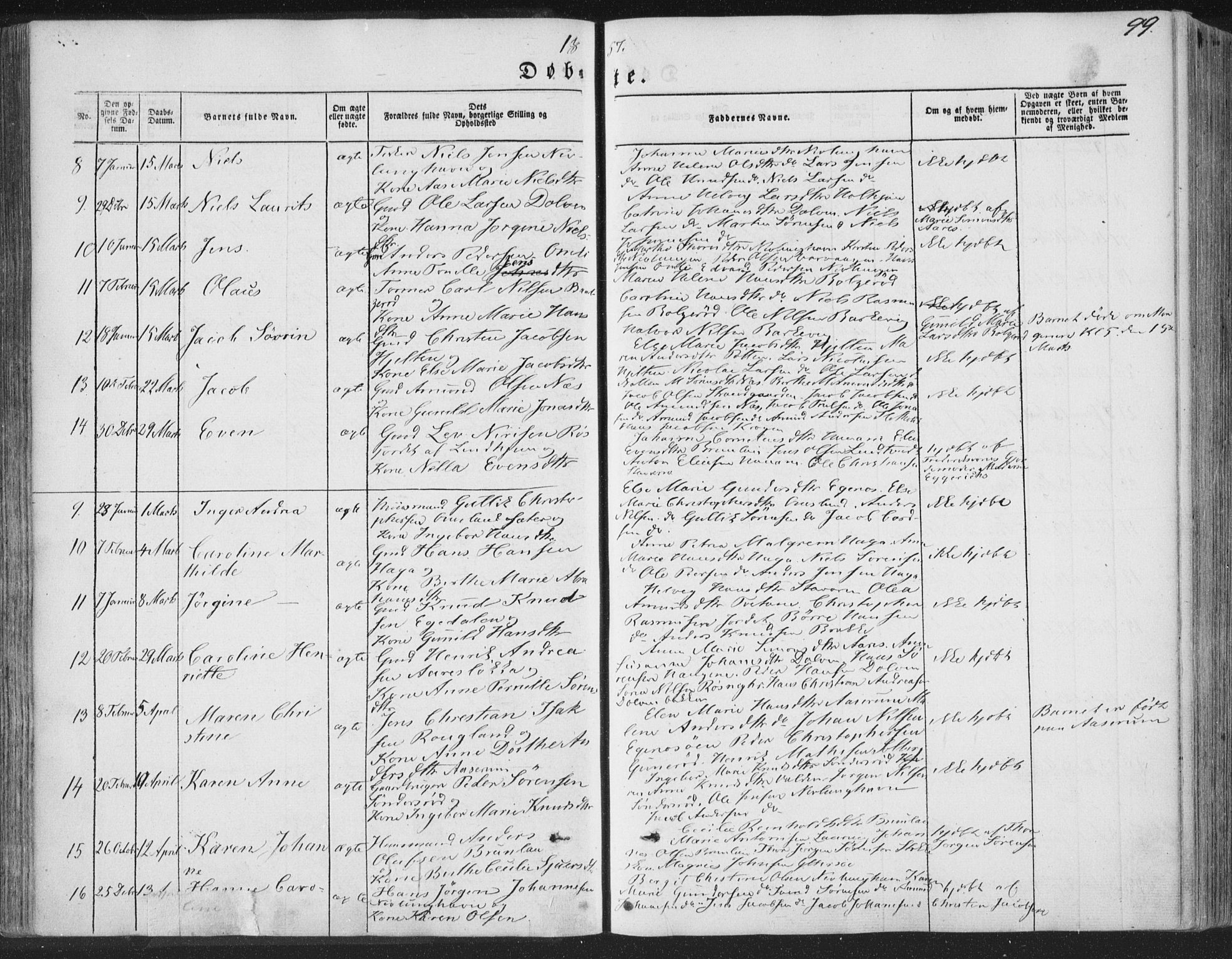Brunlanes kirkebøker, SAKO/A-342/F/Fa/L0004: Parish register (official) no. I 4, 1846-1862, p. 99