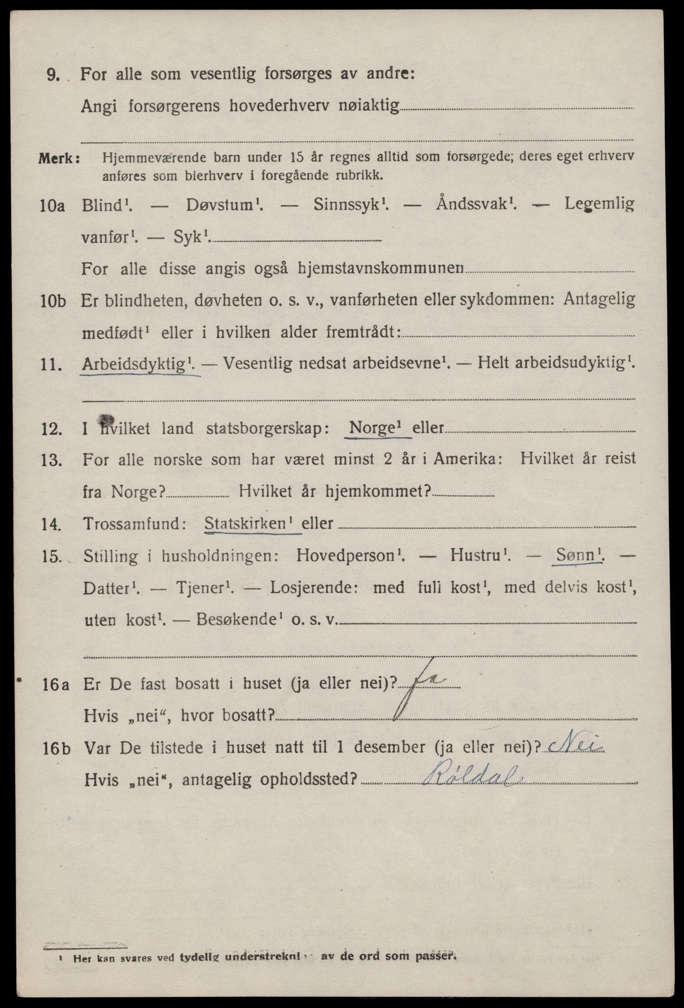 SAST, 1920 census for Suldal, 1920, p. 919