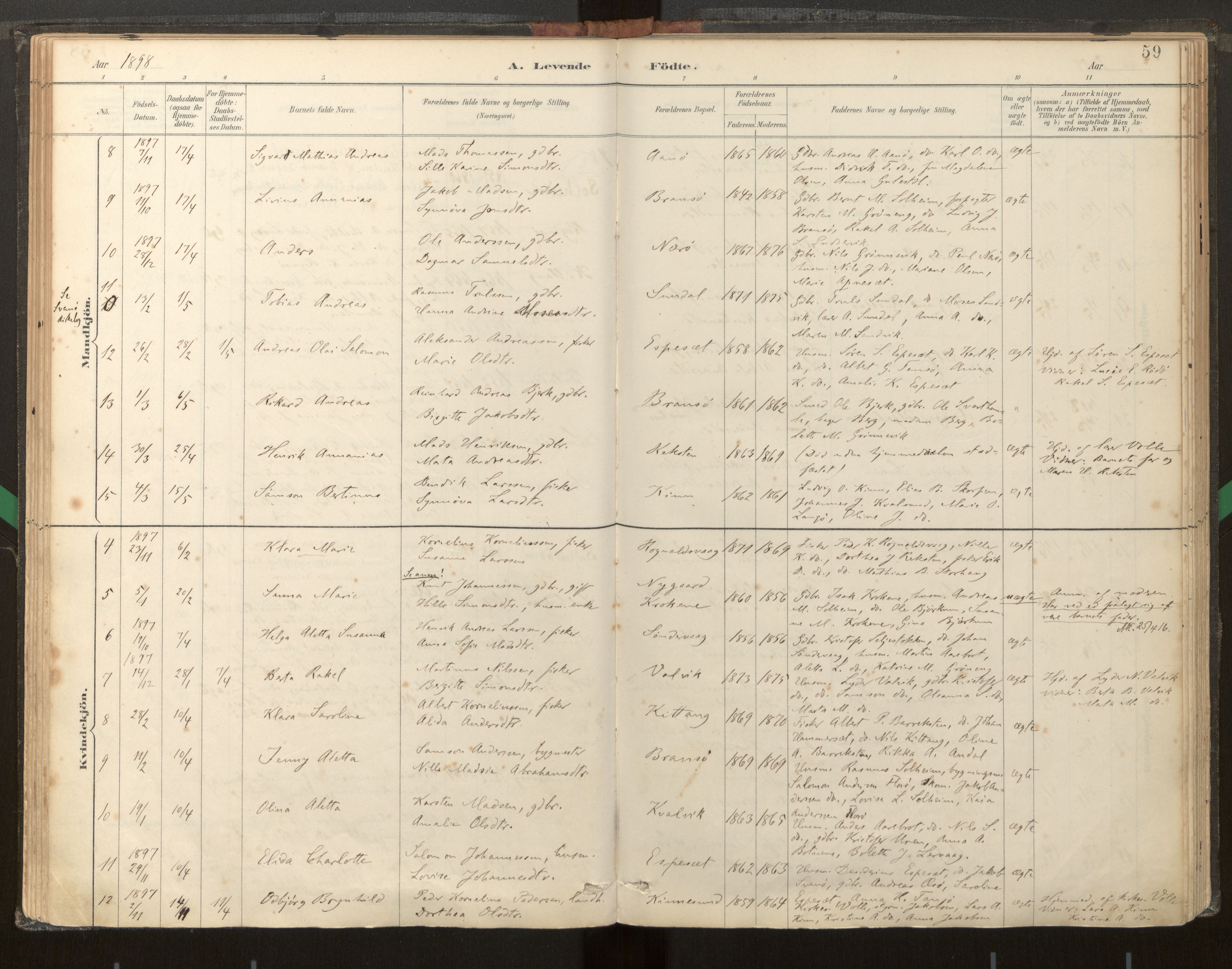 Kinn sokneprestembete, SAB/A-80801/H/Haa/Haab/L0001: Parish register (official) no. B 1, 1886-1921, p. 59
