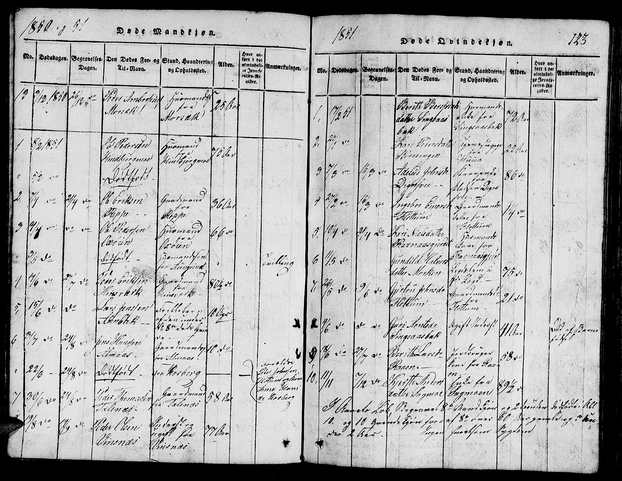 Ministerialprotokoller, klokkerbøker og fødselsregistre - Sør-Trøndelag, AV/SAT-A-1456/688/L1026: Parish register (copy) no. 688C01, 1817-1860, p. 123