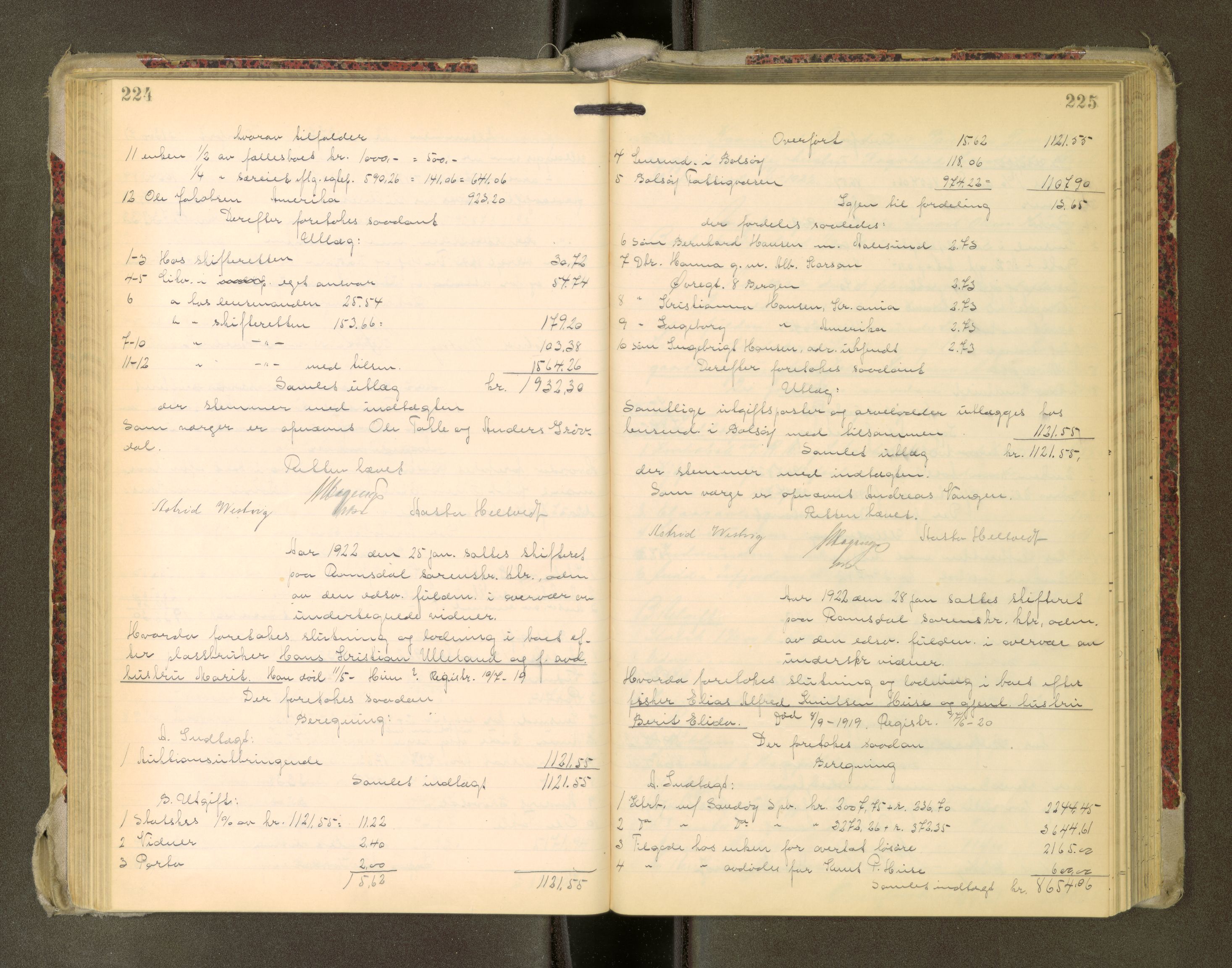 Romsdal sorenskriveri, AV/SAT-A-4149/1/3/3A/L0022: Skifteutlodnings Protokoll, 1920-1924, p. 224-225