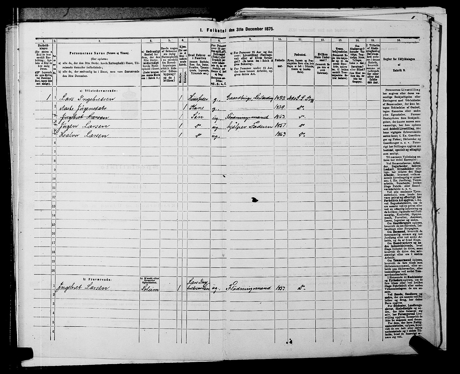 SAKO, 1875 census for 0822P Sauherad, 1875, p. 1050