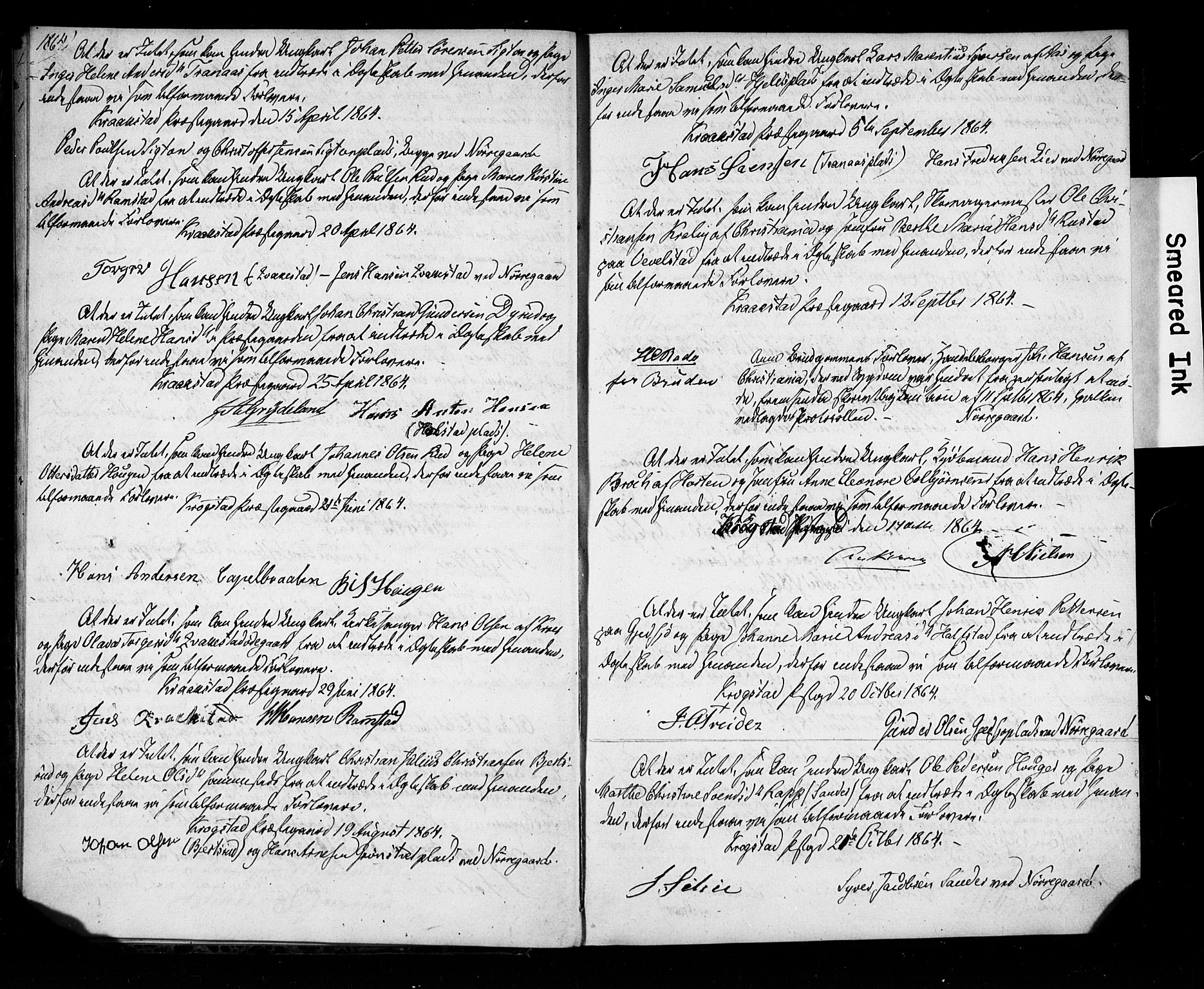 Kråkstad prestekontor Kirkebøker, AV/SAO-A-10125a/K/L0001: Best man's statements no. 1, 1860-1906