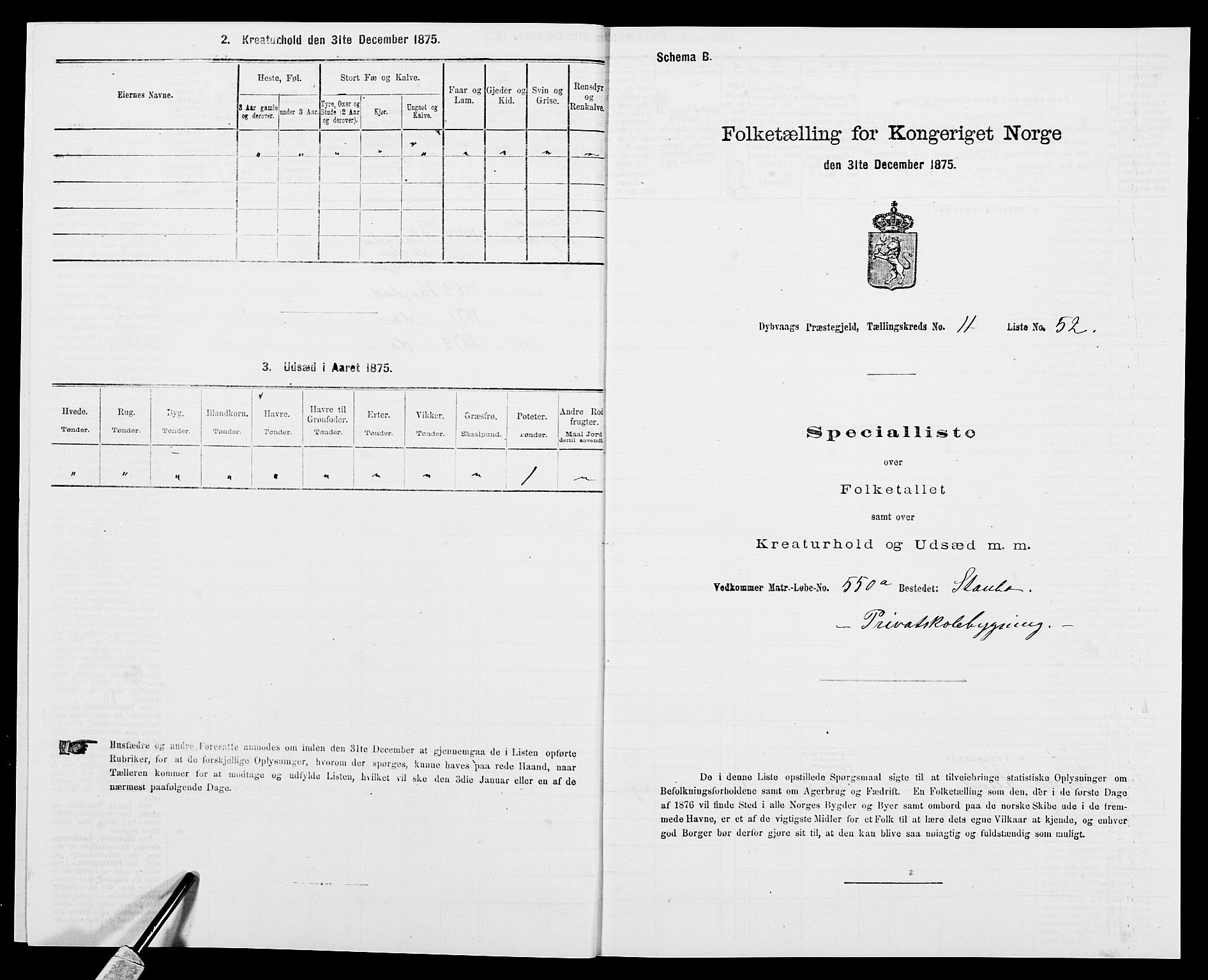 SAK, 1875 census for 0915P Dypvåg, 1875, p. 1616