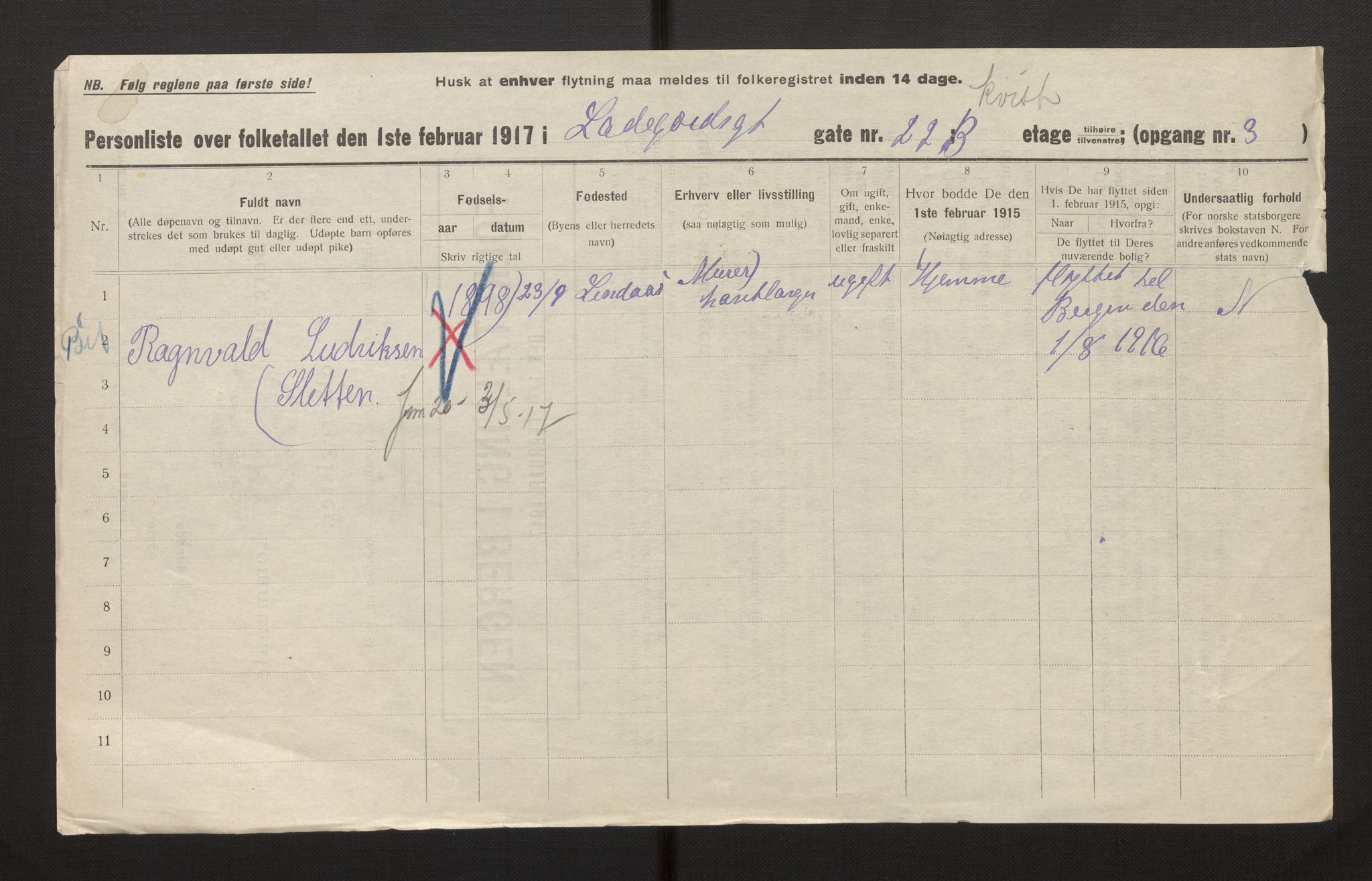 SAB, Municipal Census 1917 for Bergen, 1917, p. 20510