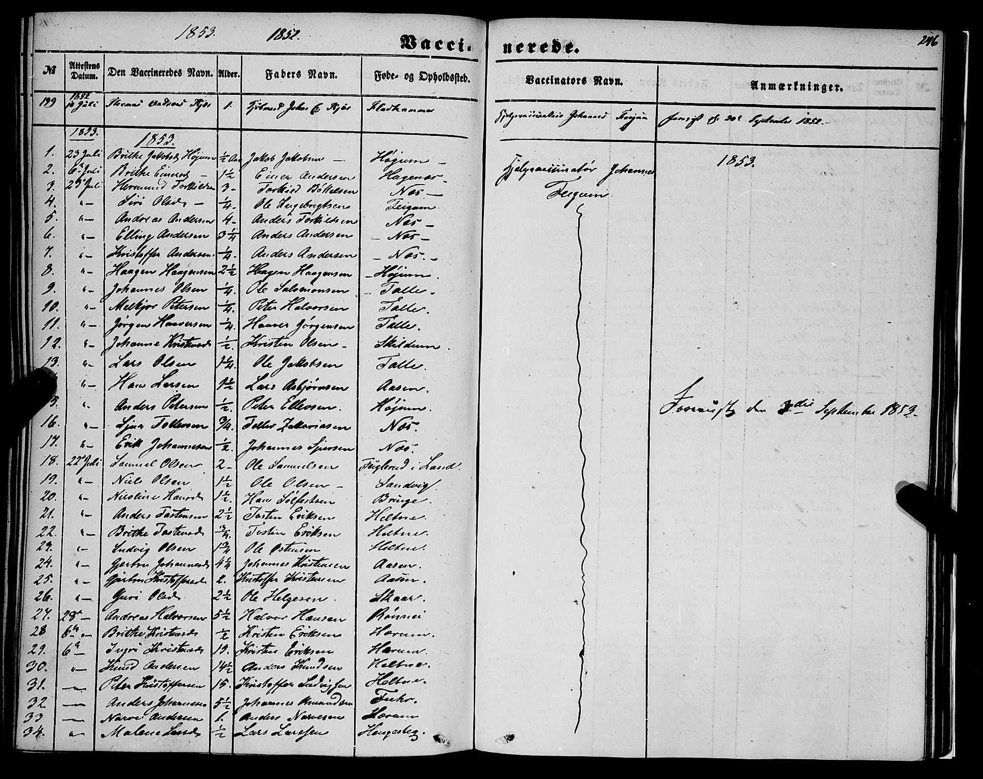 Luster sokneprestembete, AV/SAB-A-81101/H/Haa/Haaa/L0007: Parish register (official) no. A 7, 1849-1859, p. 246