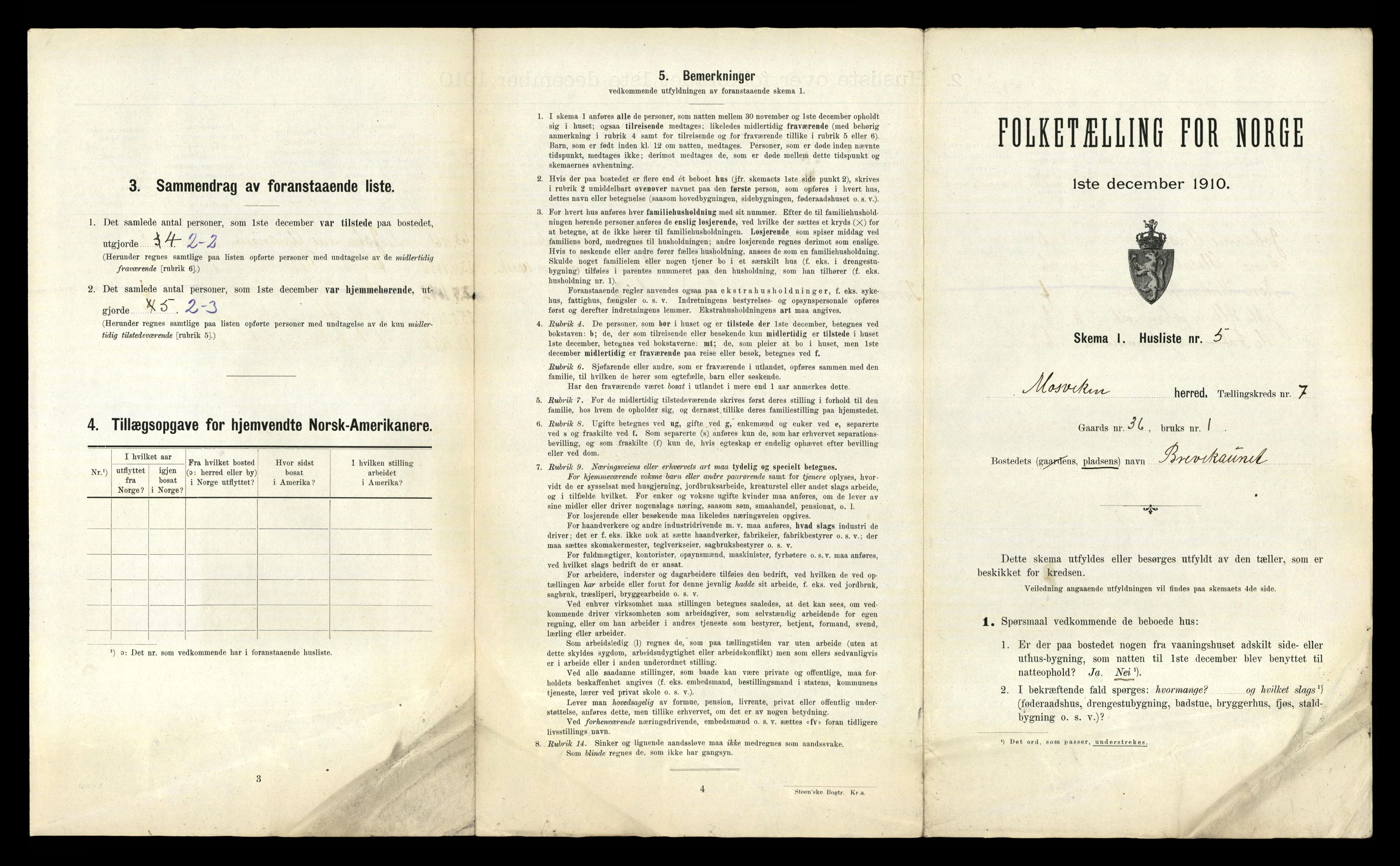 RA, 1910 census for Mosvik, 1910, p. 324