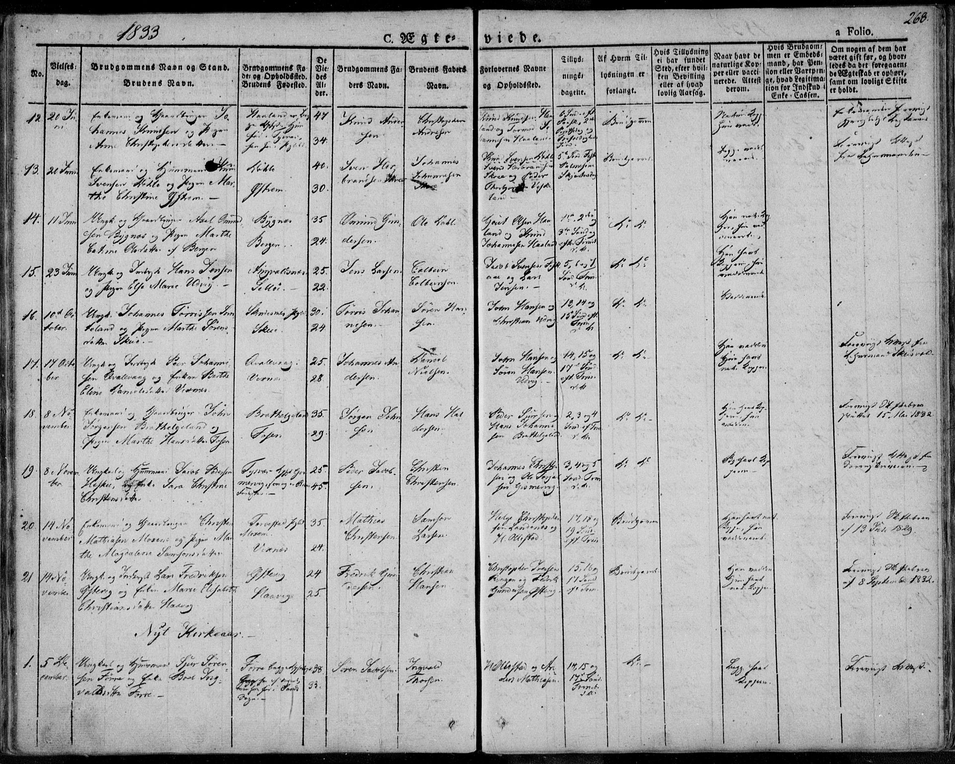 Avaldsnes sokneprestkontor, SAST/A -101851/H/Ha/Haa/L0005: Parish register (official) no. A 5.1, 1825-1841, p. 268