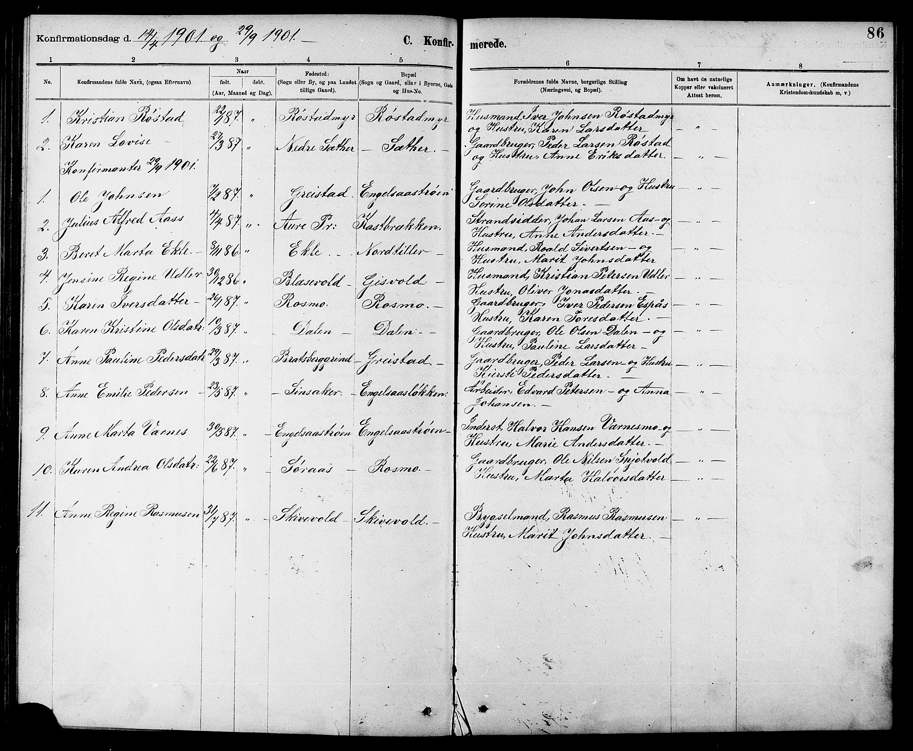 Ministerialprotokoller, klokkerbøker og fødselsregistre - Sør-Trøndelag, SAT/A-1456/608/L0341: Parish register (copy) no. 608C07, 1890-1912, p. 86