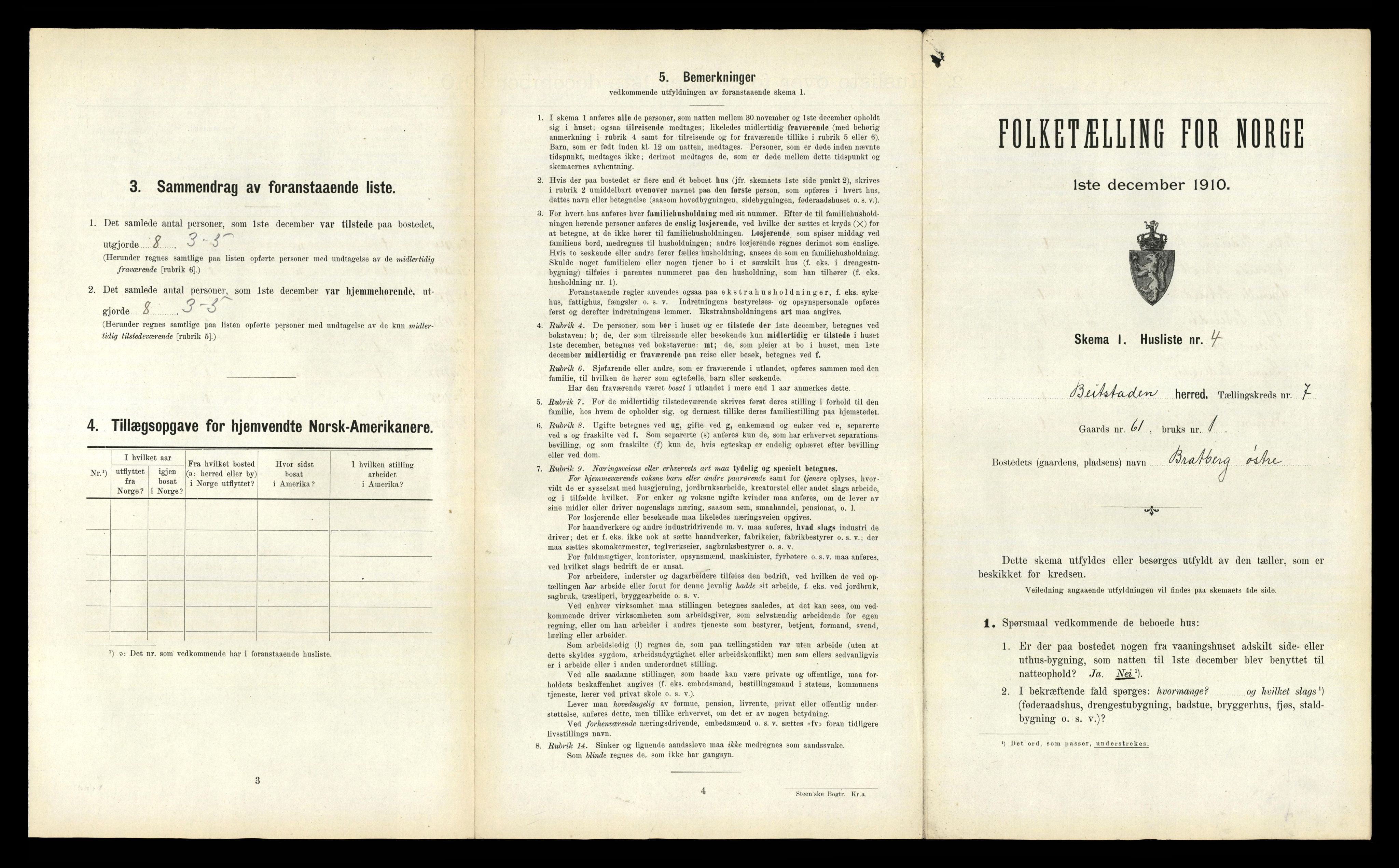 RA, 1910 census for Beitstad, 1910, p. 631