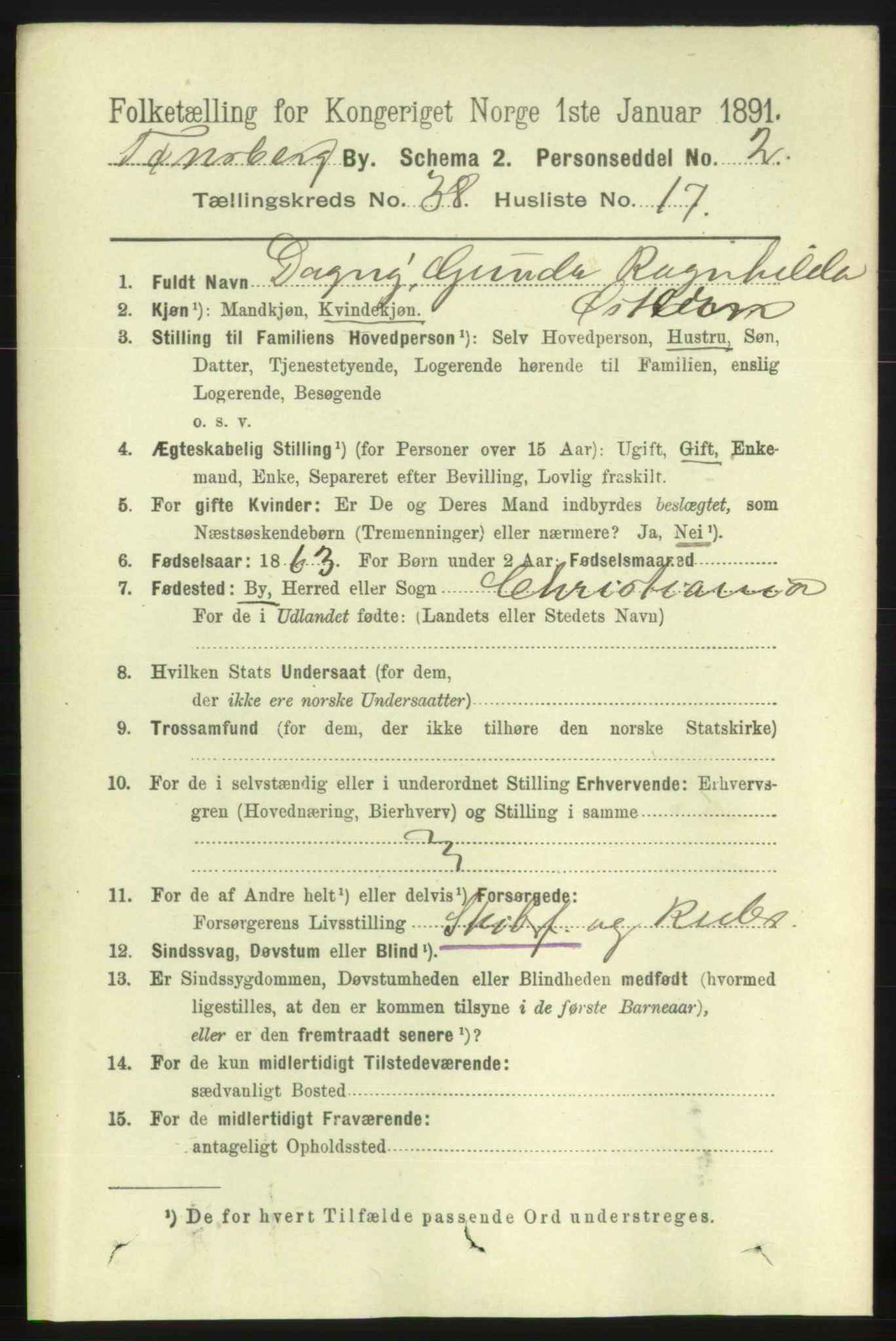 RA, 1891 census for 0705 Tønsberg, 1891, p. 8259