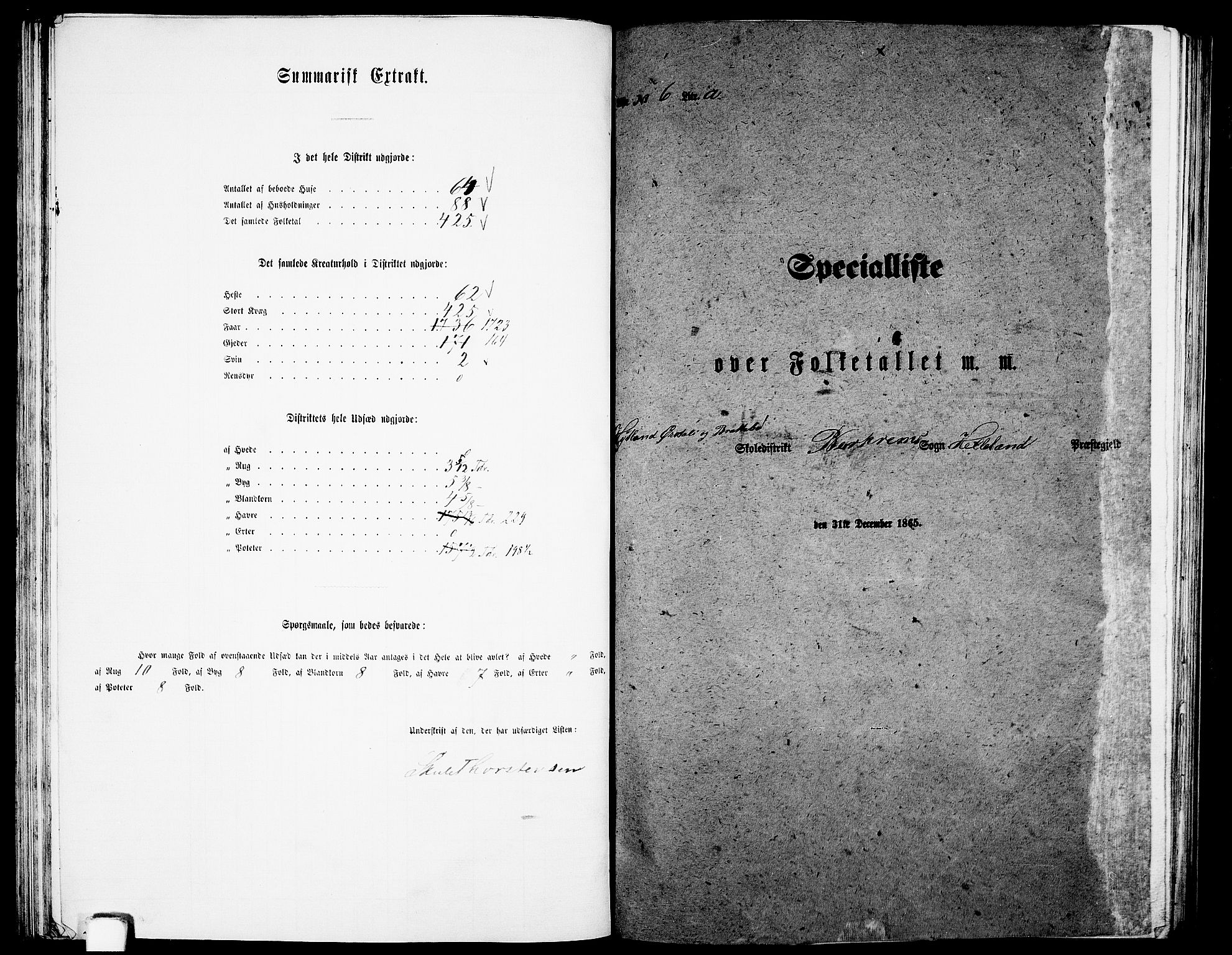 RA, 1865 census for Helleland, 1865, p. 79