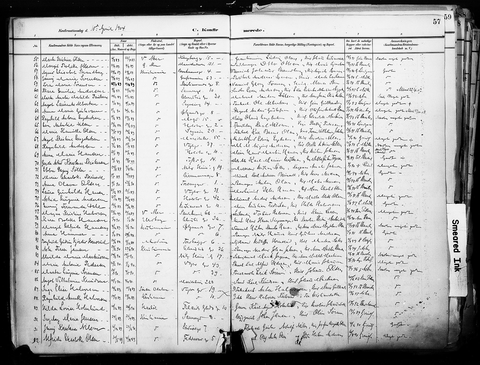 Sagene prestekontor Kirkebøker, AV/SAO-A-10796/F/L0005: Parish register (official) no. 5, 1898-1911, p. 57