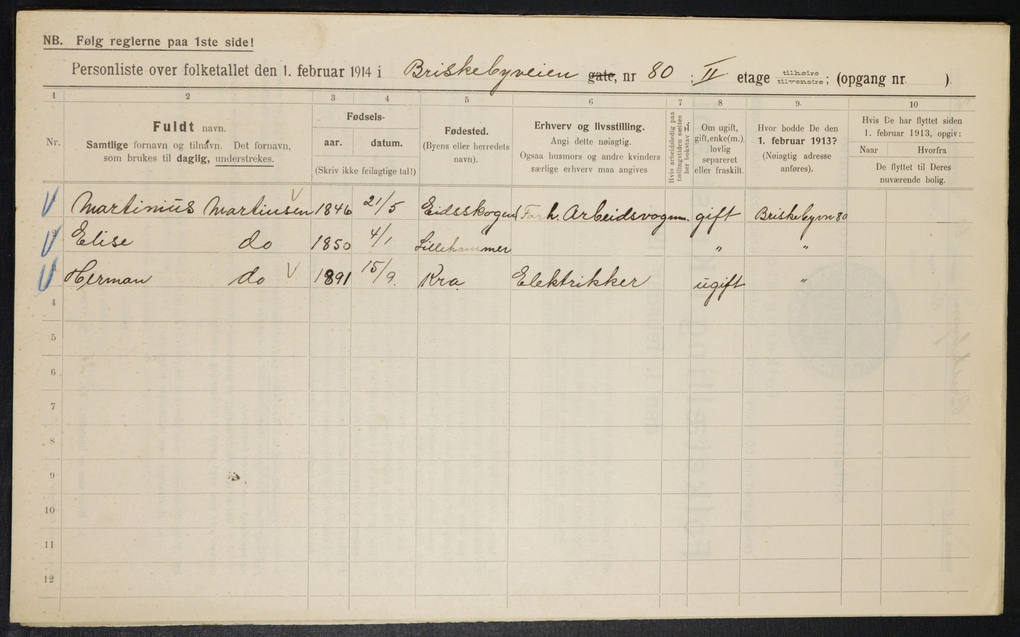 OBA, Municipal Census 1914 for Kristiania, 1914, p. 9624