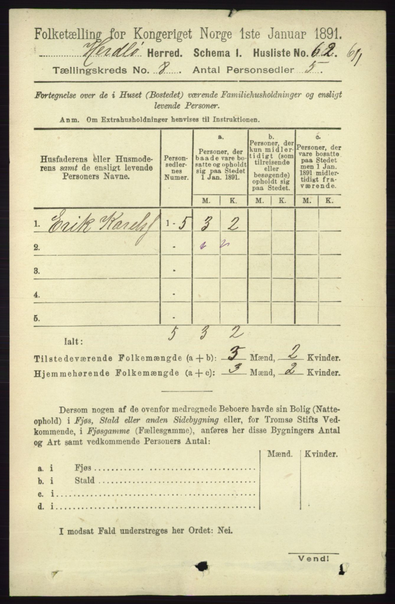 RA, 1891 census for 1258 Herdla, 1891, p. 3426