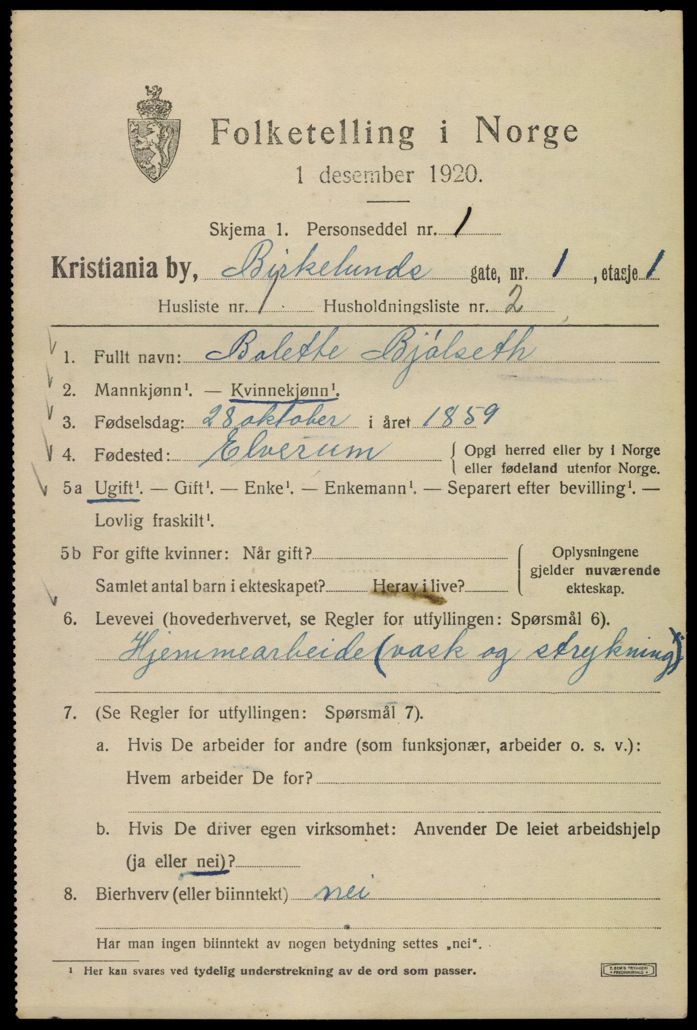 SAO, 1920 census for Kristiania, 1920, p. 156355