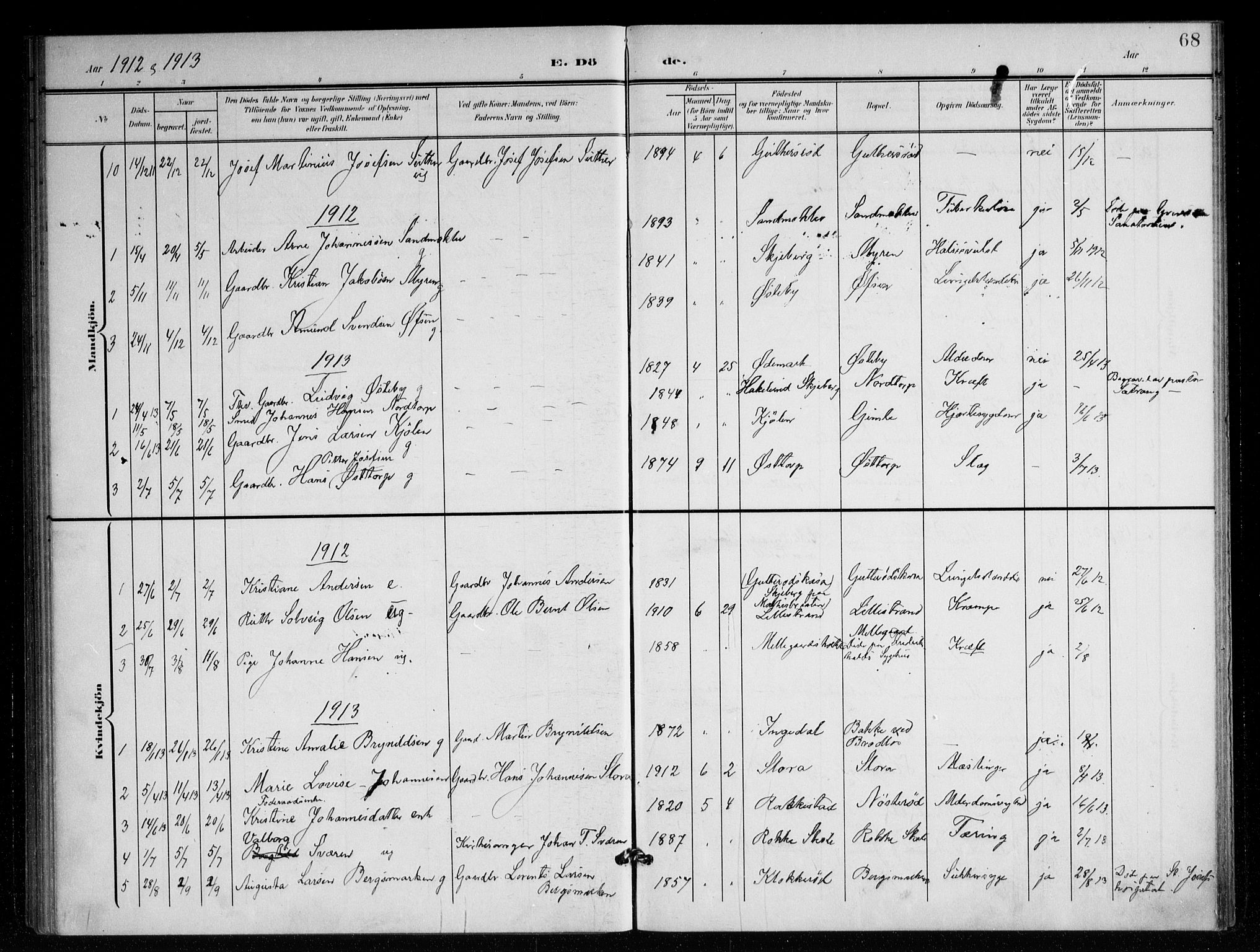 Berg prestekontor Kirkebøker, SAO/A-10902/F/Fc/L0003: Parish register (official) no. III 3, 1902-1916, p. 68