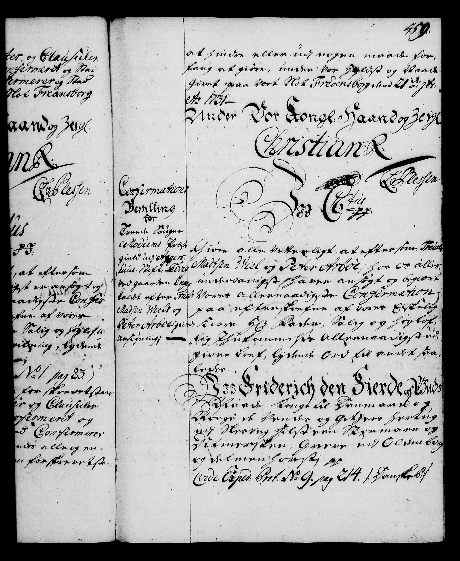 Rentekammeret, Kammerkanselliet, RA/EA-3111/G/Gg/Gga/L0003: Norsk ekspedisjonsprotokoll med register (merket RK 53.3), 1727-1734, p. 459