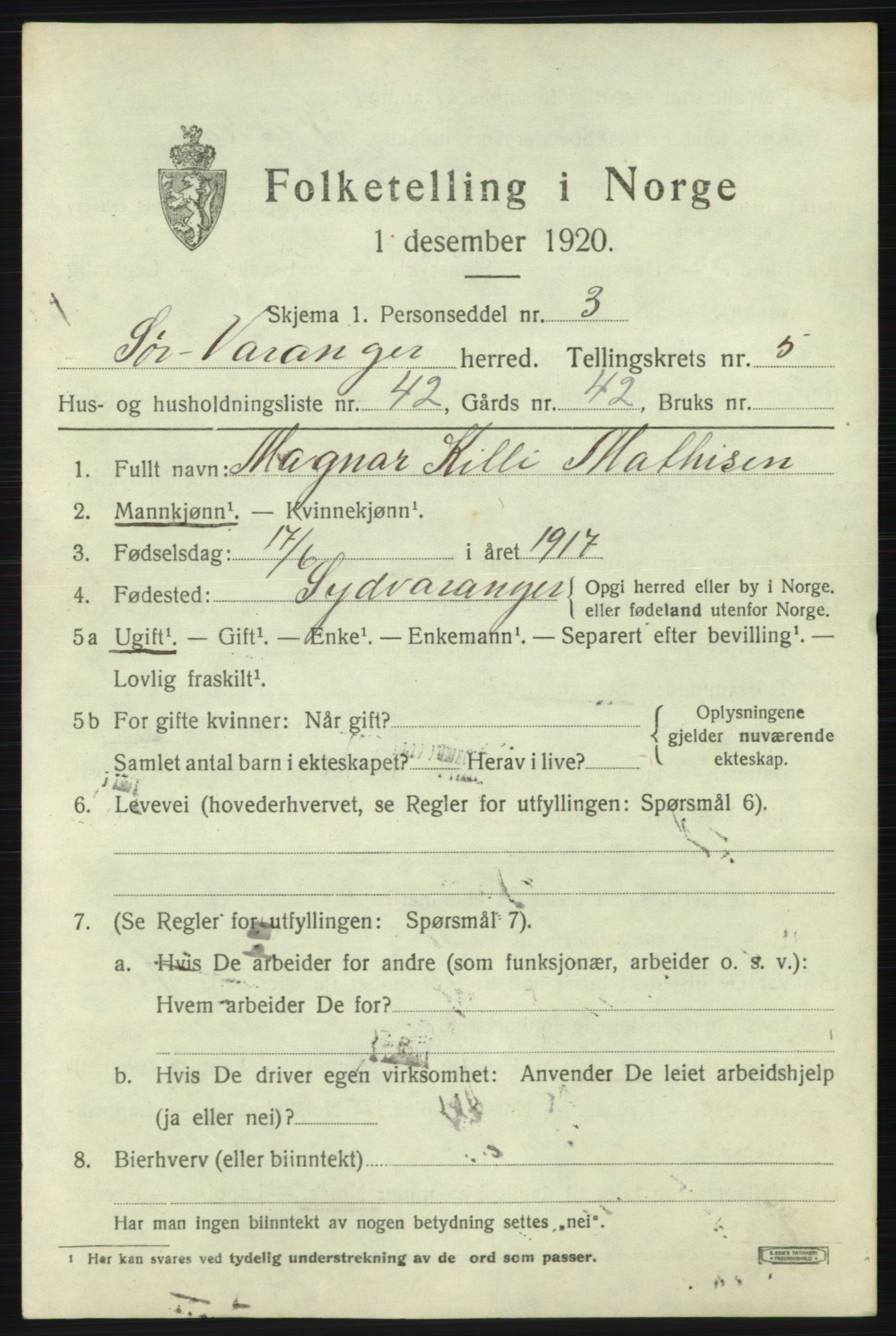 SATØ, 1920 census for Sør-Varanger, 1920, p. 4000