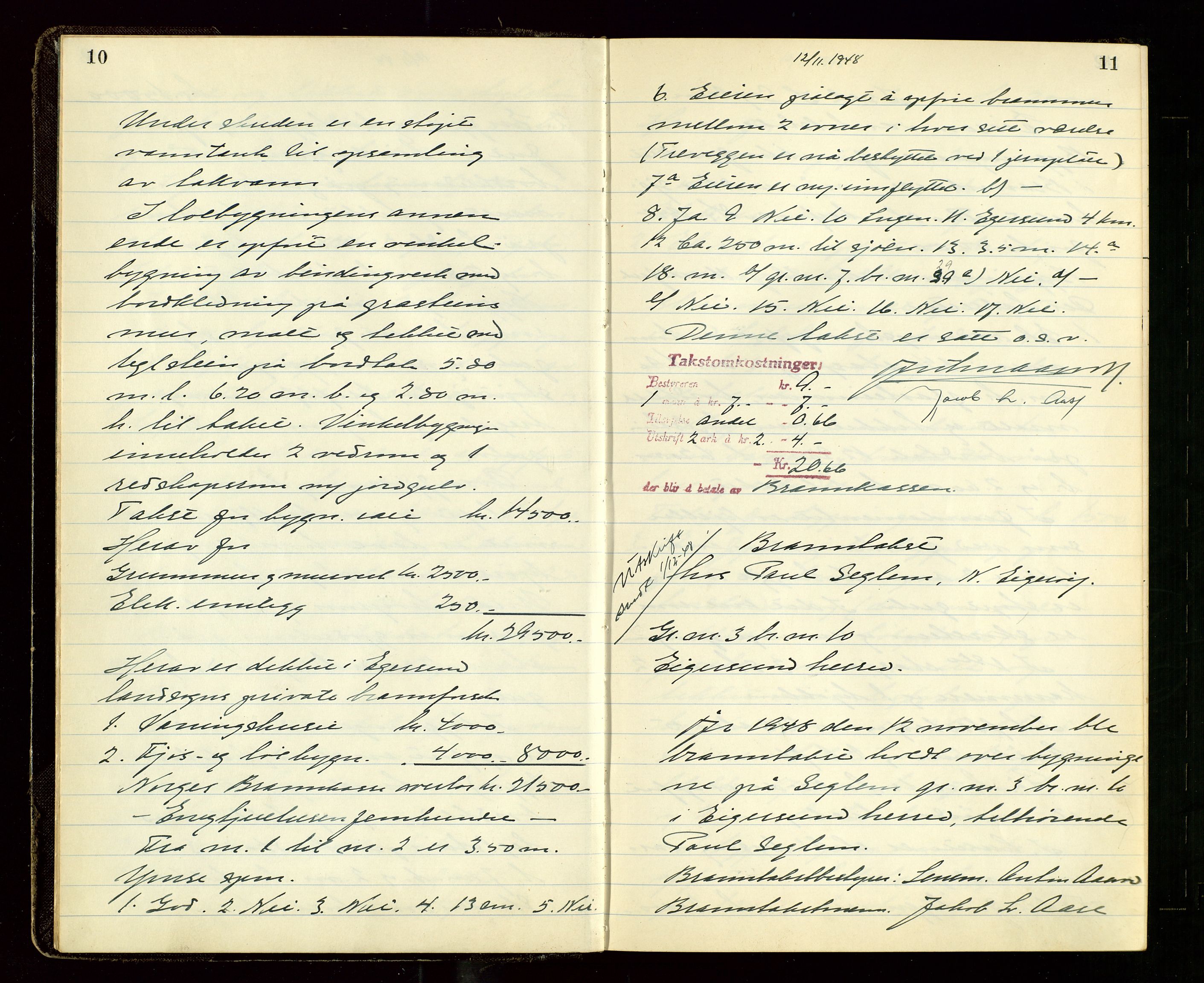 Eigersund lensmannskontor, AV/SAST-A-100171/Goa/L0009: "Branntakstprotokoll", 1948-1950, p. 10-11