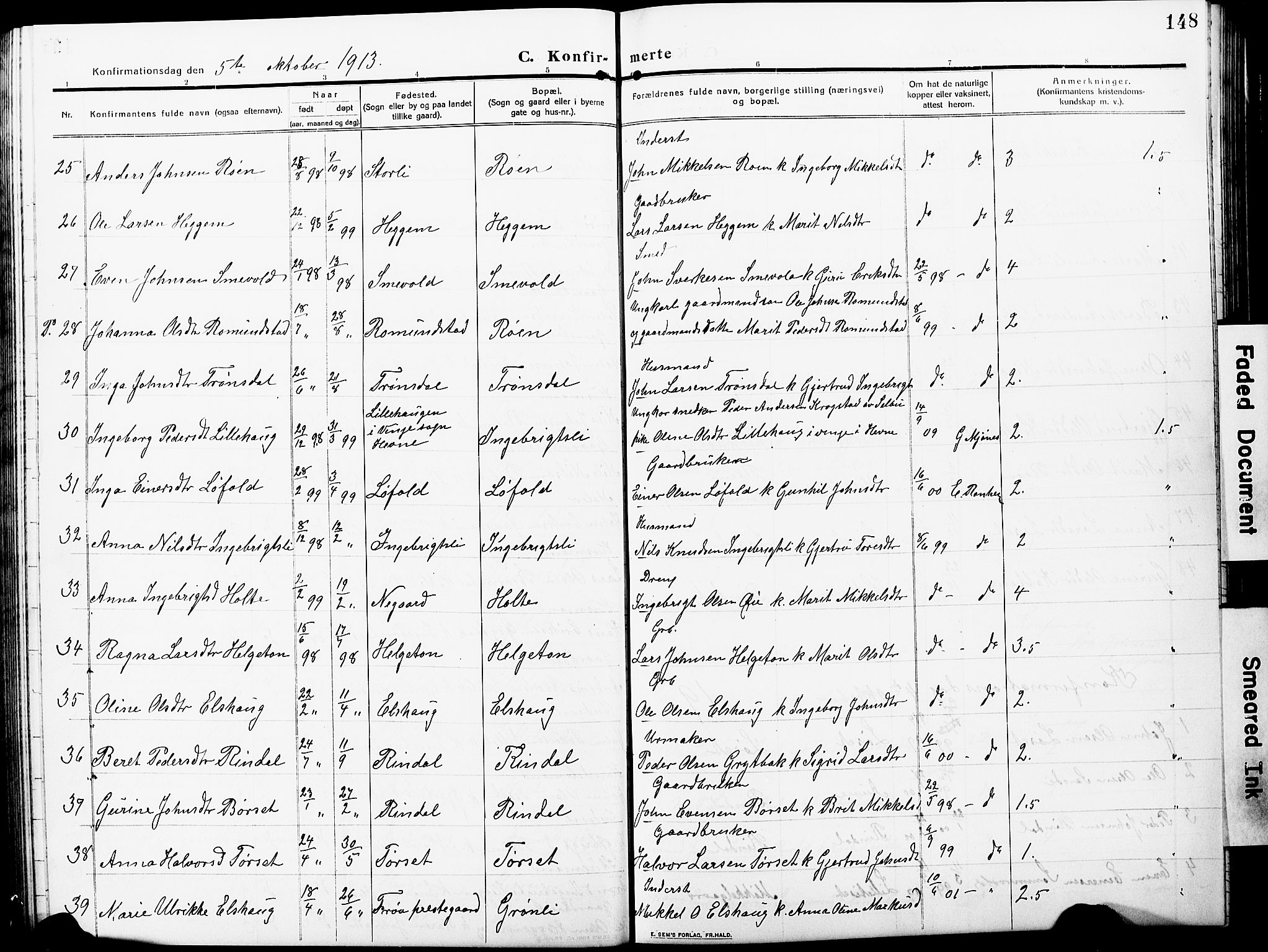 Ministerialprotokoller, klokkerbøker og fødselsregistre - Møre og Romsdal, AV/SAT-A-1454/598/L1079: Parish register (copy) no. 598C04, 1909-1927, p. 148