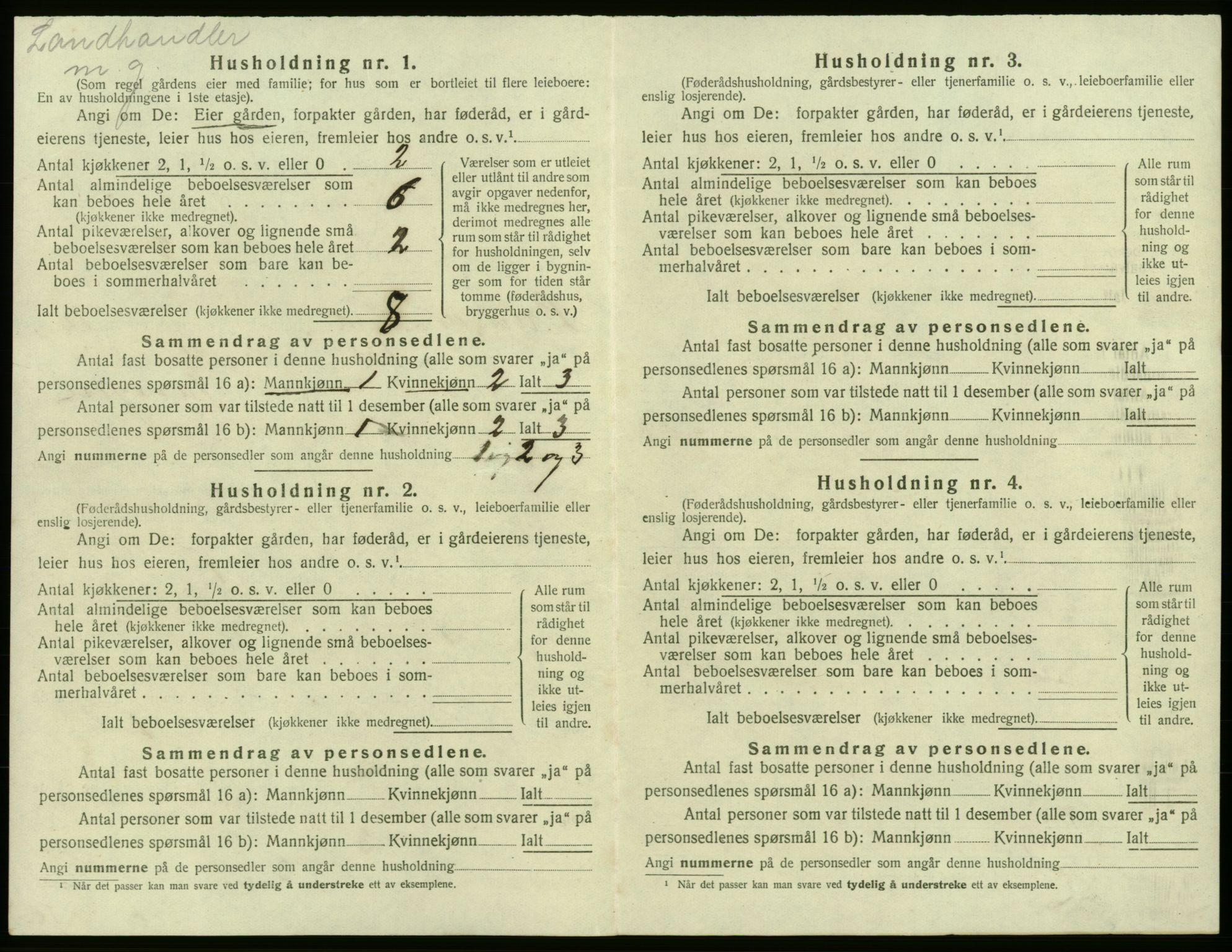 SAB, 1920 census for Bremnes, 1920, p. 1029