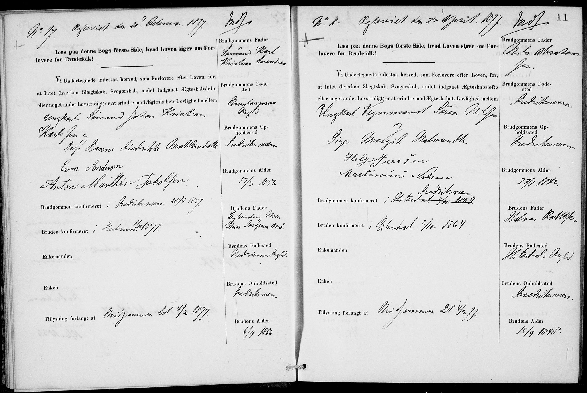 Stavern kirkebøker, AV/SAKO-A-318/H/Ha/L0001: Banns register no. 1, 1875-1918, p. 11