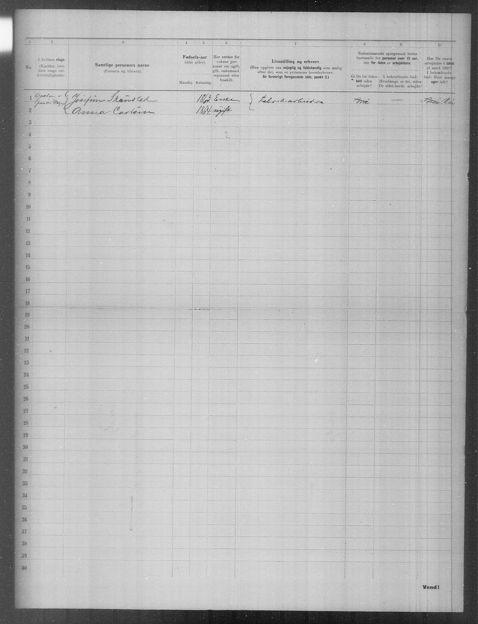 OBA, Municipal Census 1903 for Kristiania, 1903, p. 478