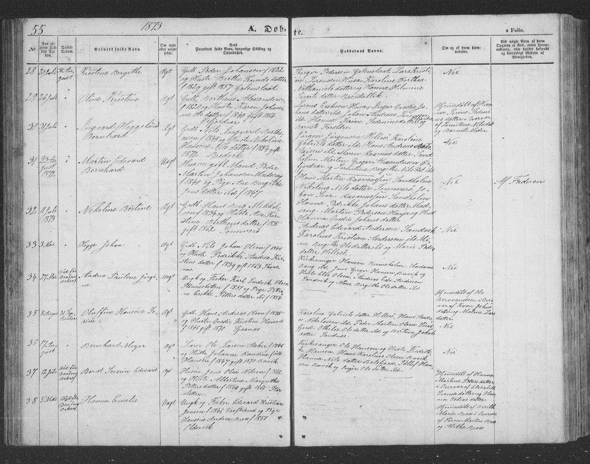 Lenvik sokneprestembete, SATØ/S-1310/H/Ha/Hab/L0020klokker: Parish register (copy) no. 20, 1855-1883, p. 55