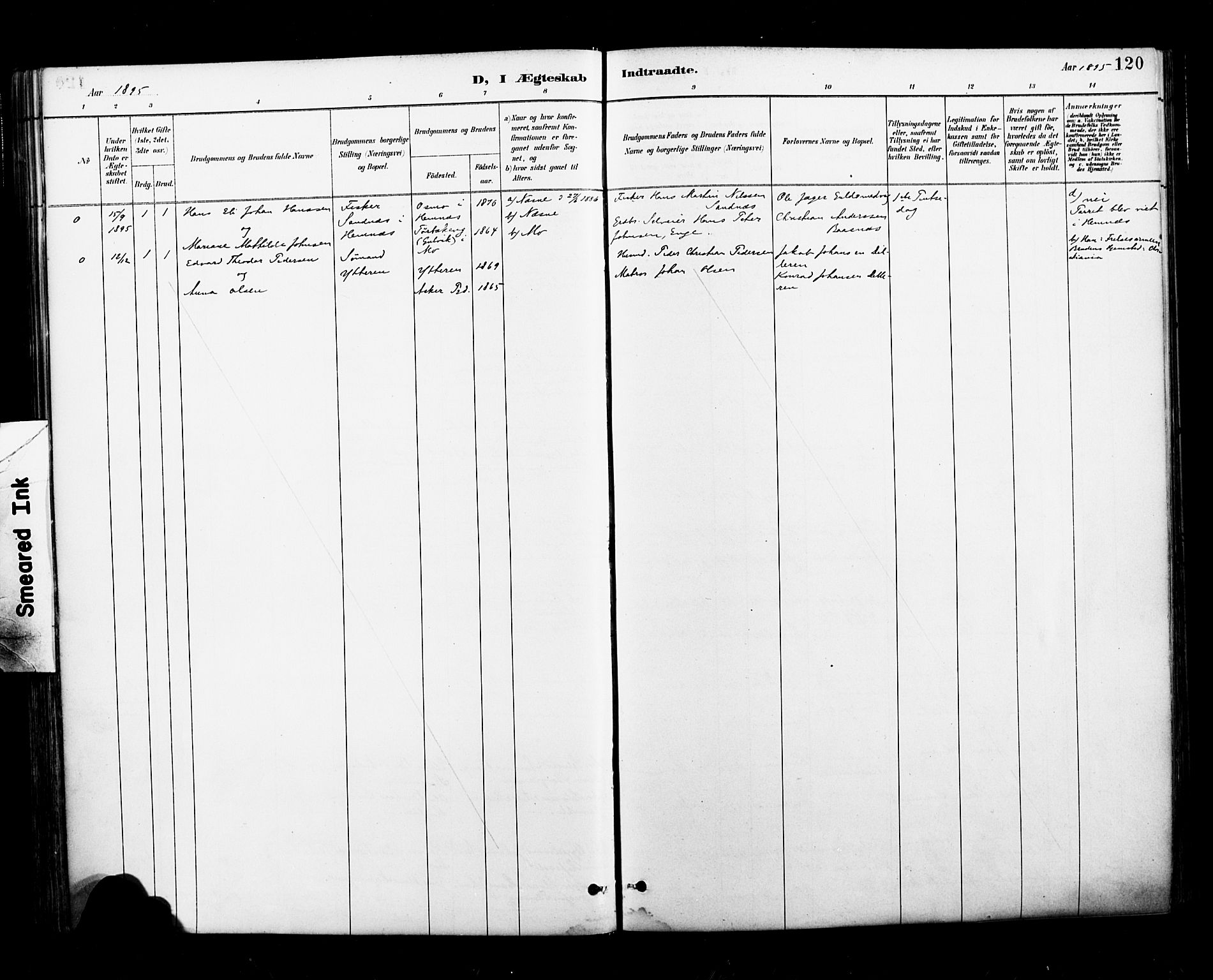 Ministerialprotokoller, klokkerbøker og fødselsregistre - Nordland, AV/SAT-A-1459/827/L0401: Parish register (official) no. 827A13, 1887-1905, p. 120